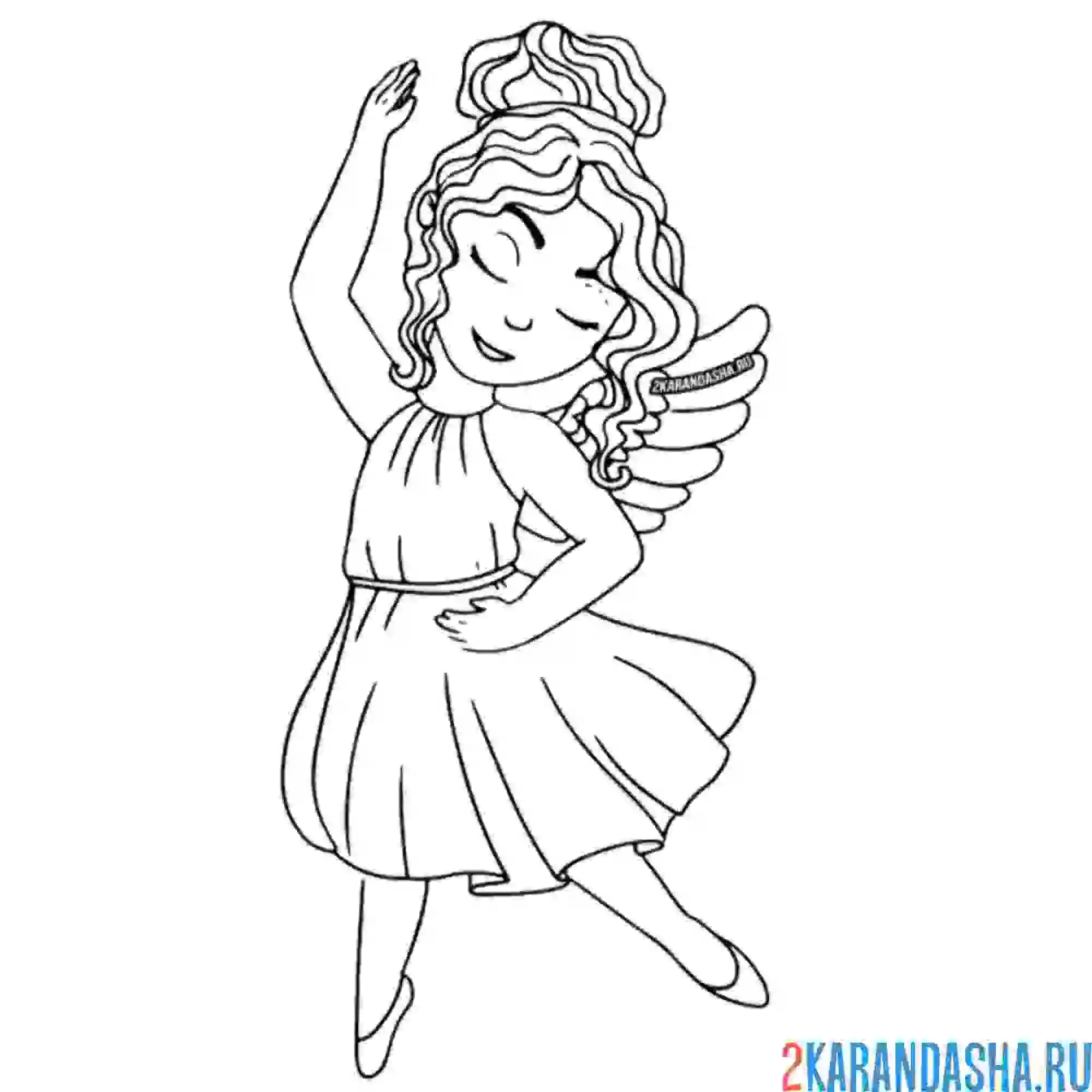 Раскраска ангел-балерина