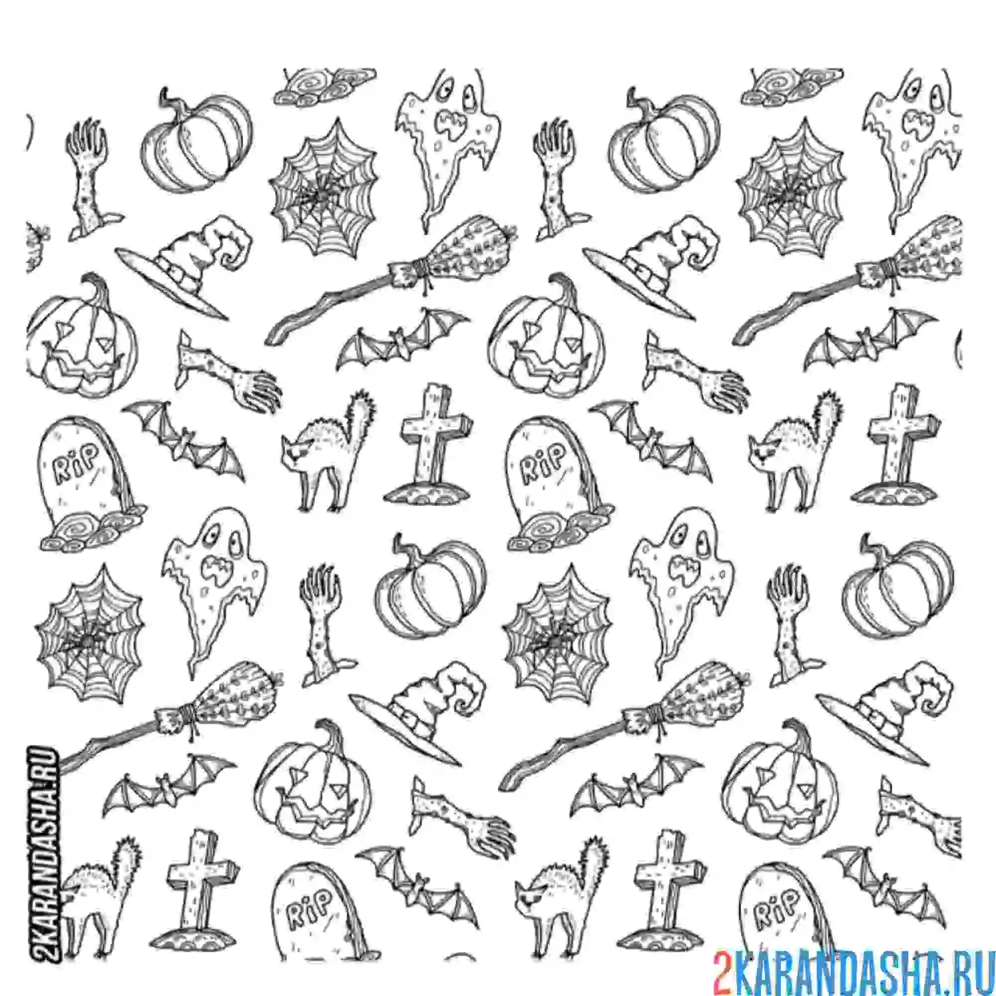 Раскраска наклейки хеллоуин