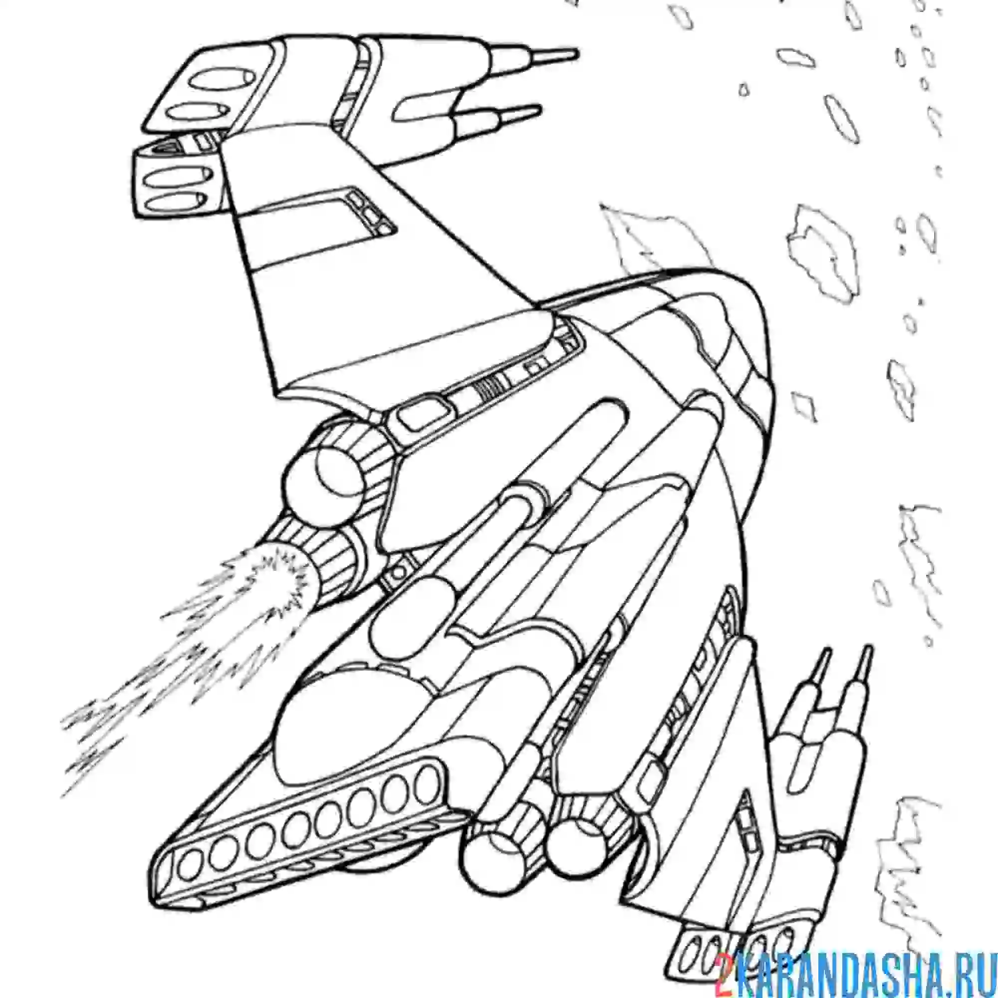 Раскраска космический военный корабль
