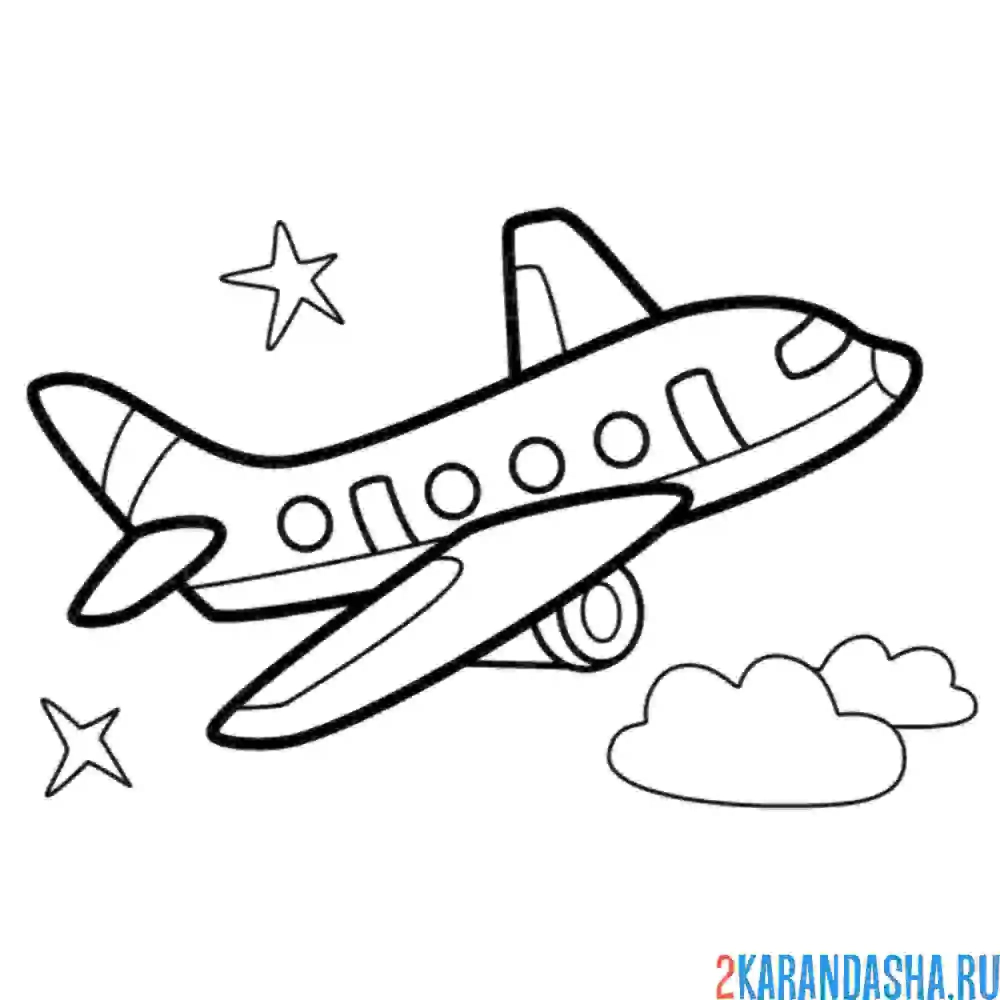 Раскраска детский самолет летит