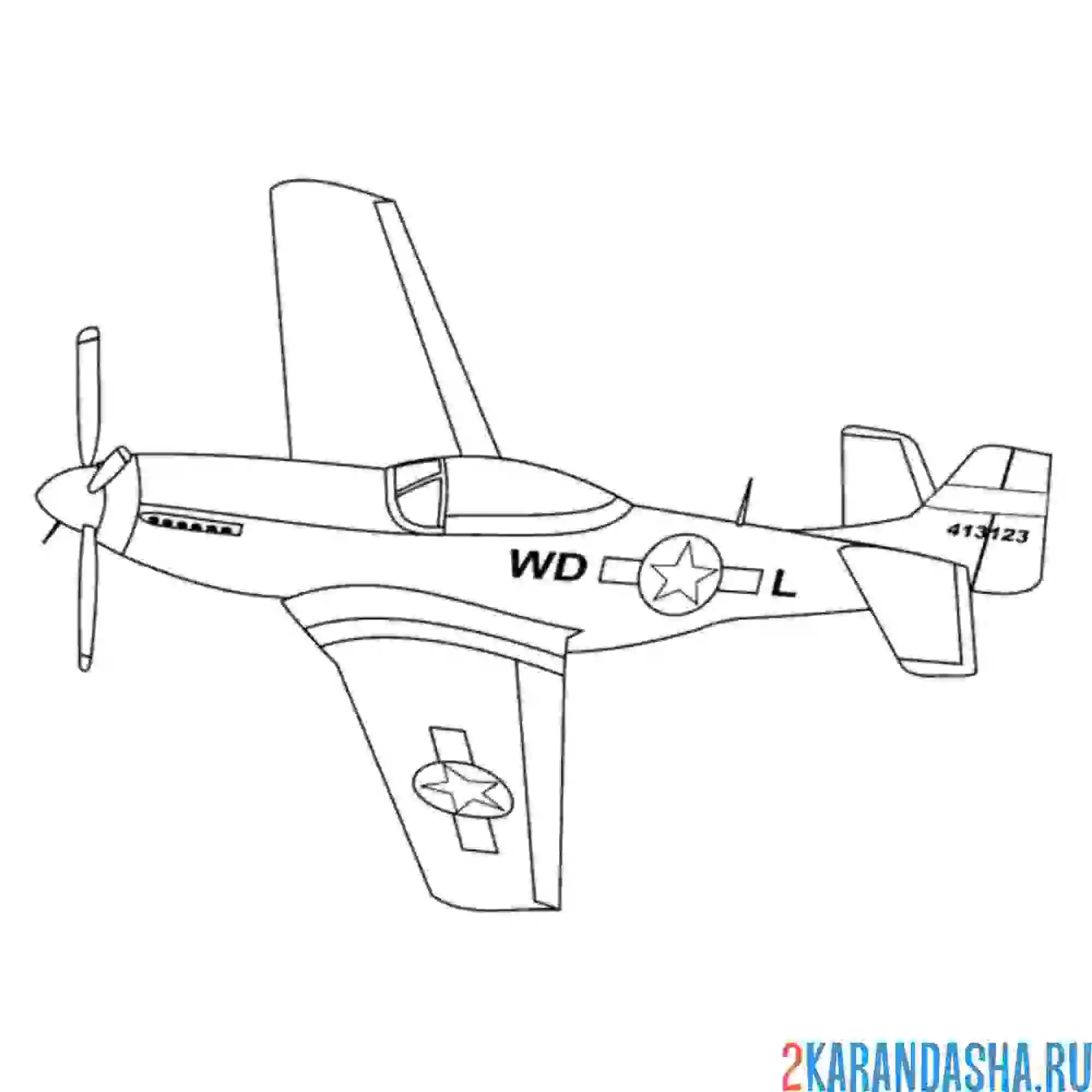 Раскраска винтовой самолет
