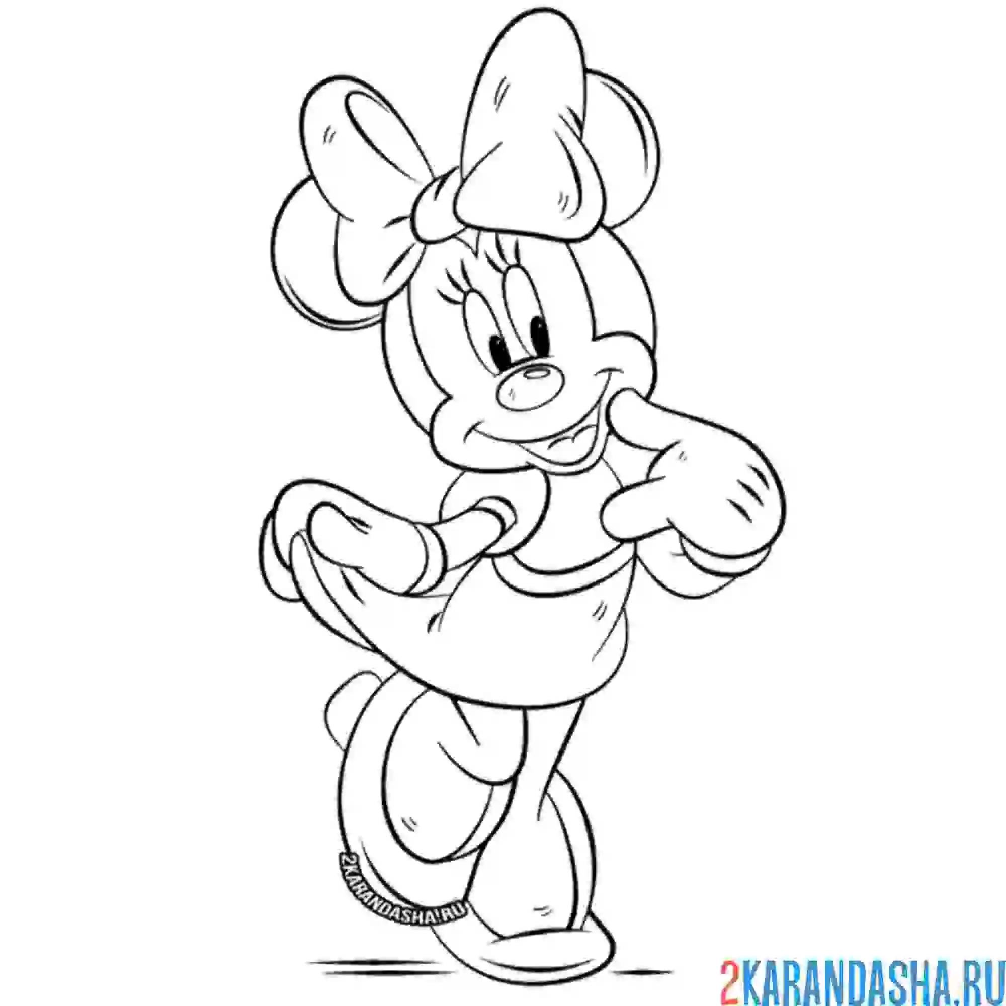 Раскраска минни маус в платье