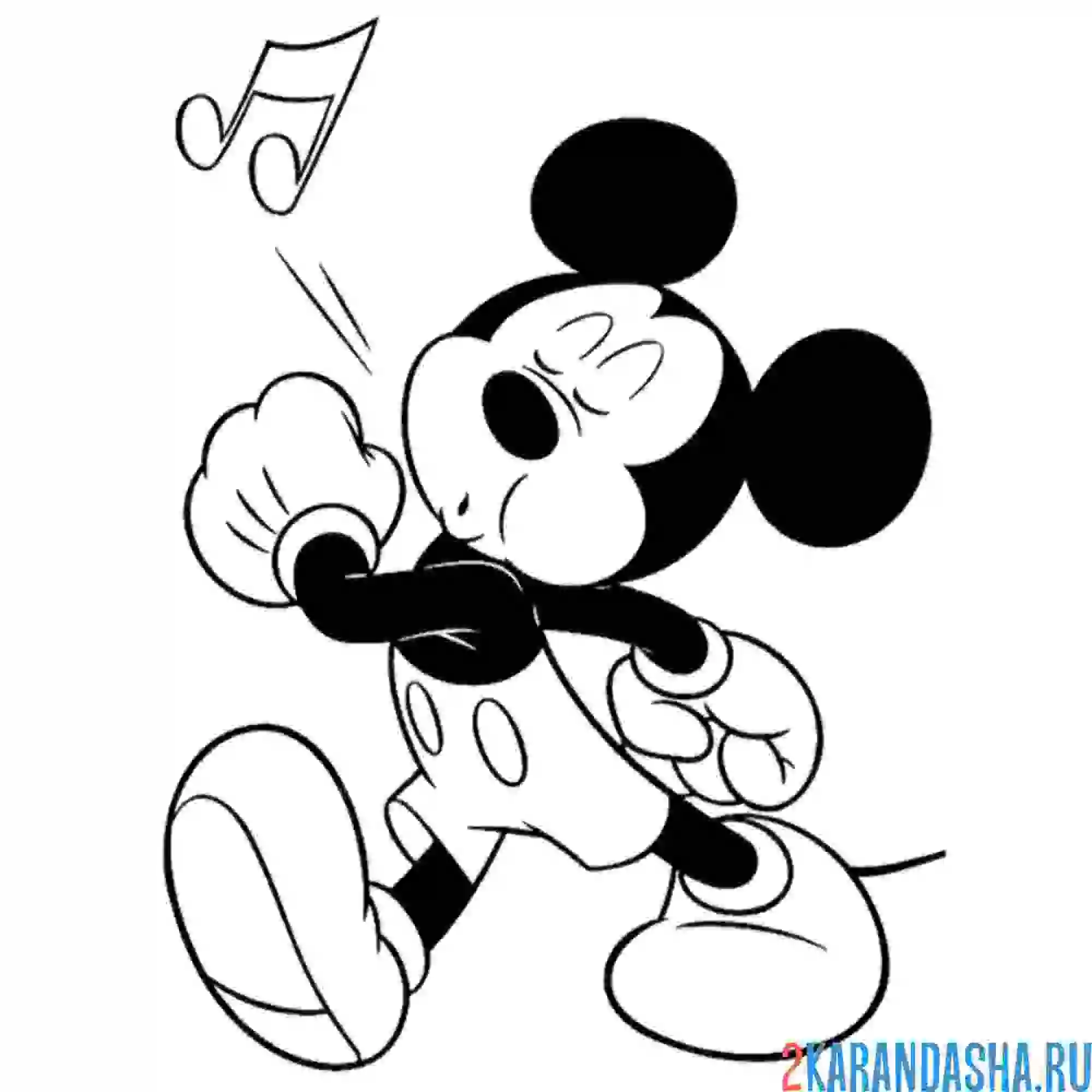 Раскраска микки маус свистит