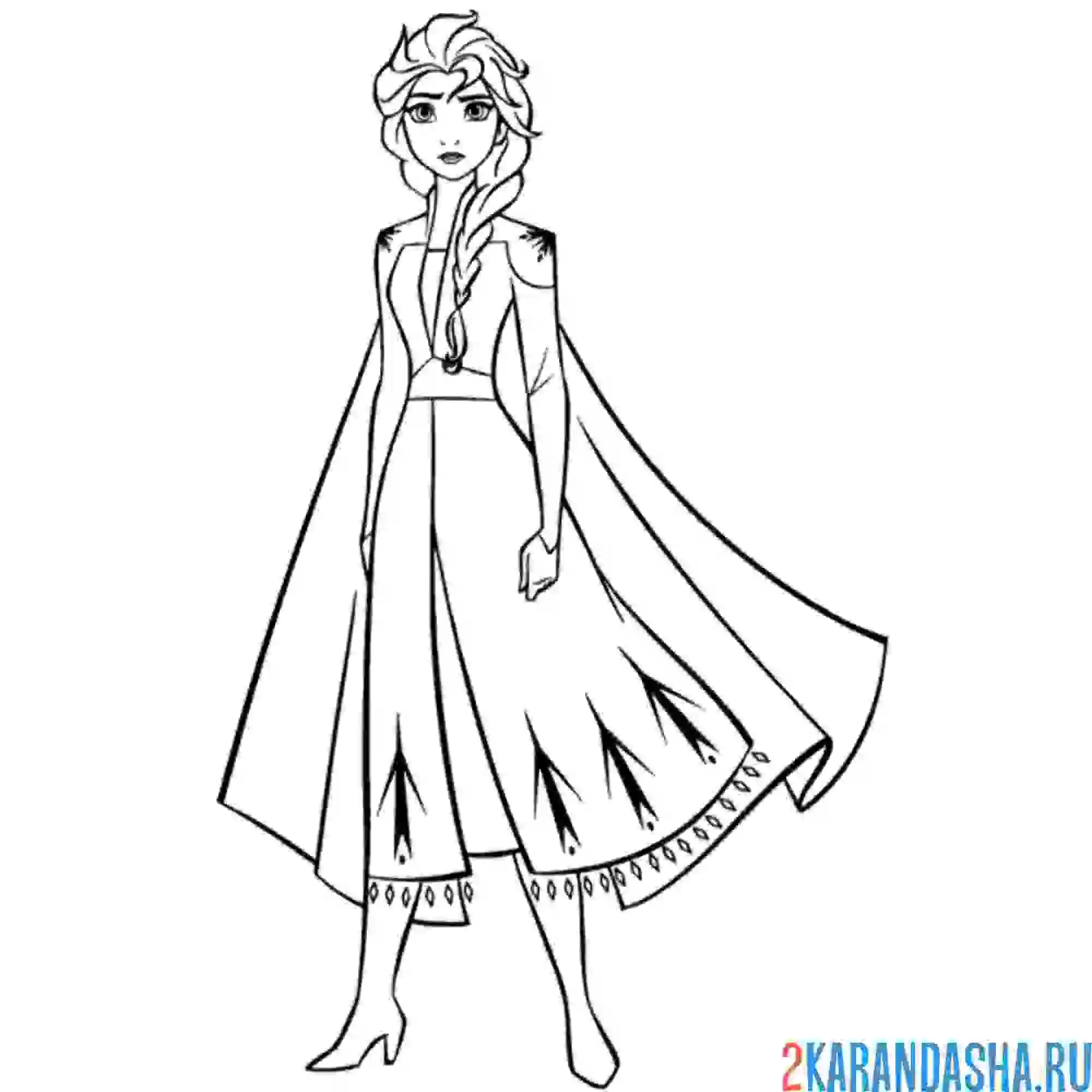 Раскраска серьезная королева эльза