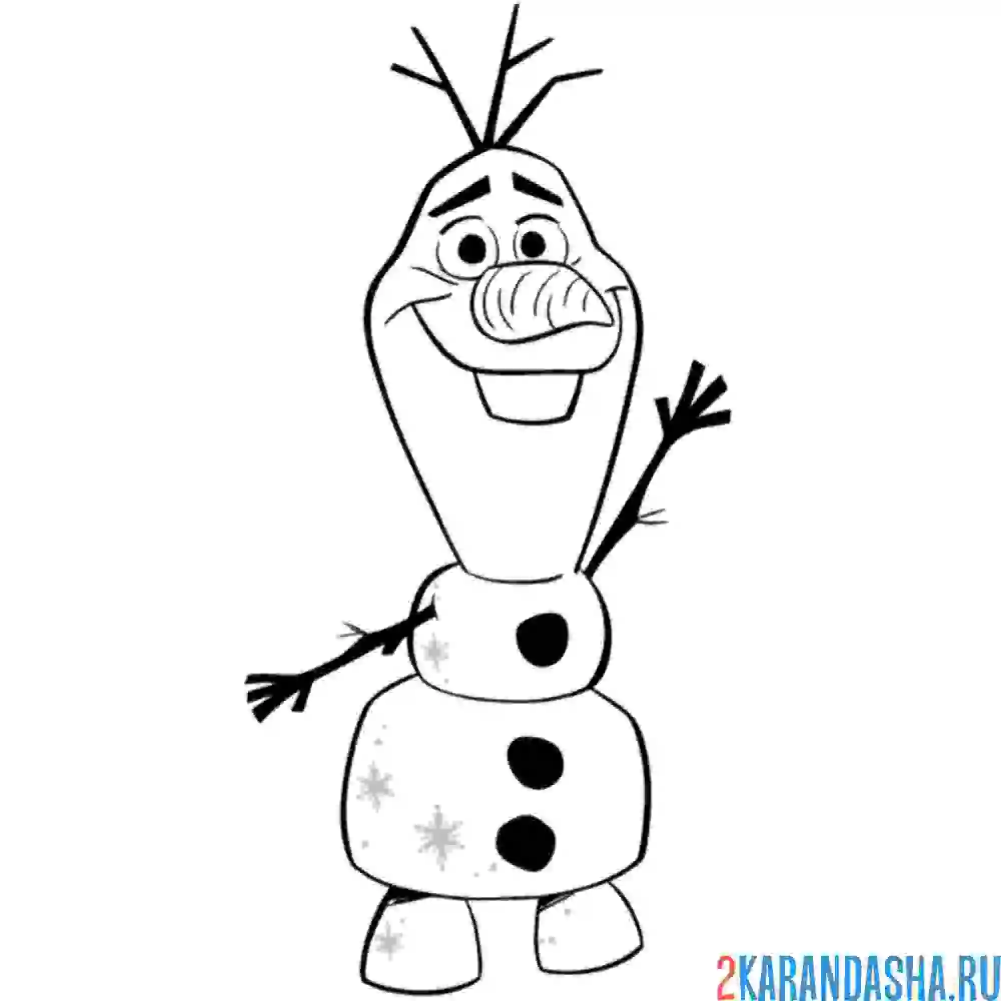 Раскраска олаф машет