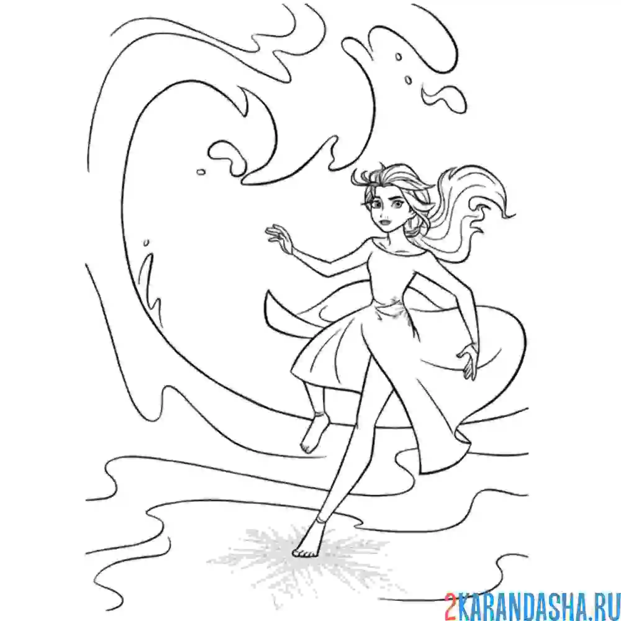 Раскраска эльза замораживает море