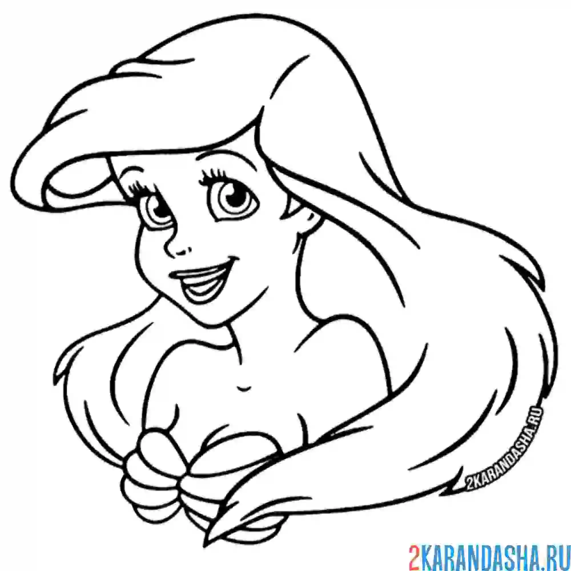 Раскраска портрет русалочки ариэль