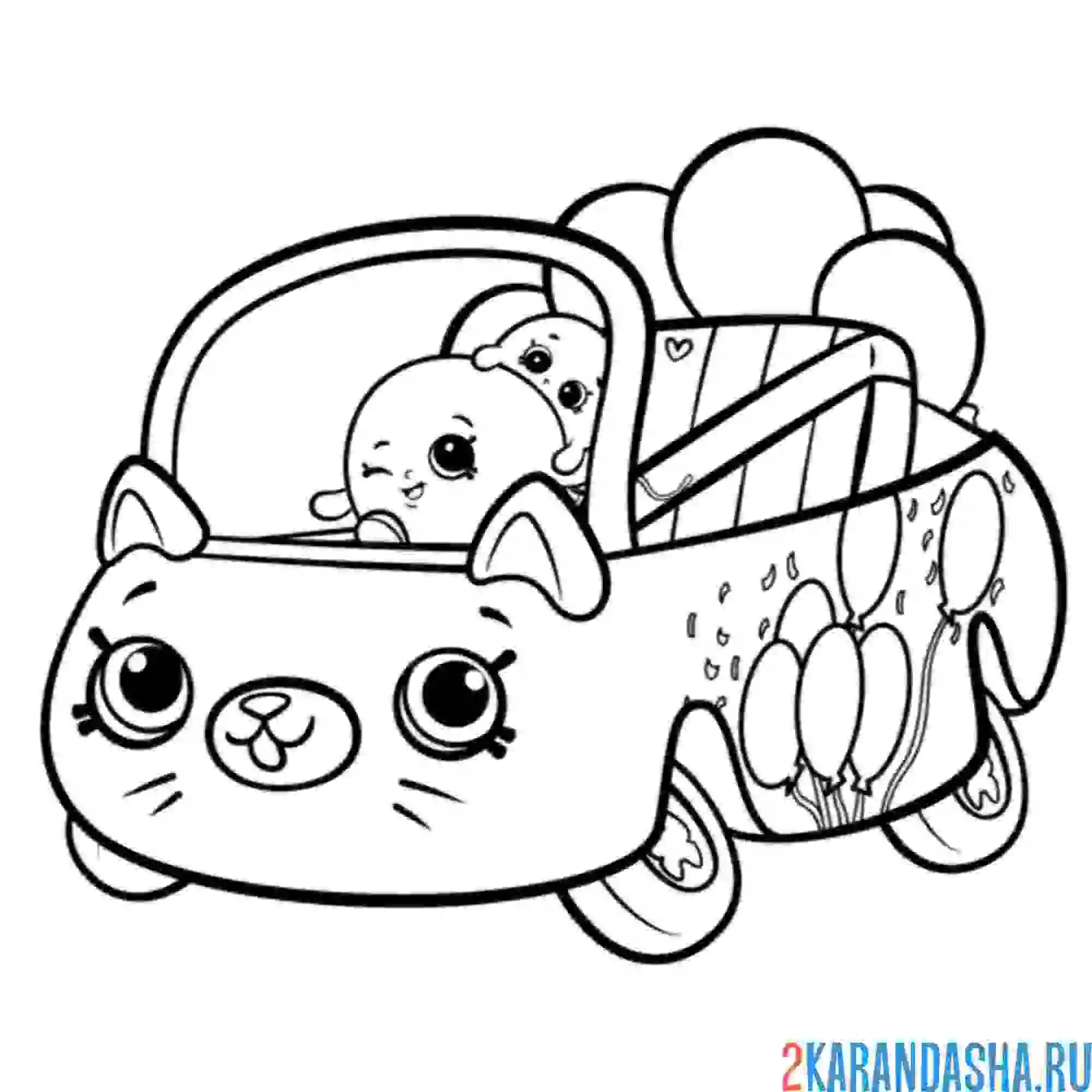 Раскраска шопкинс кабриолет с зайкой