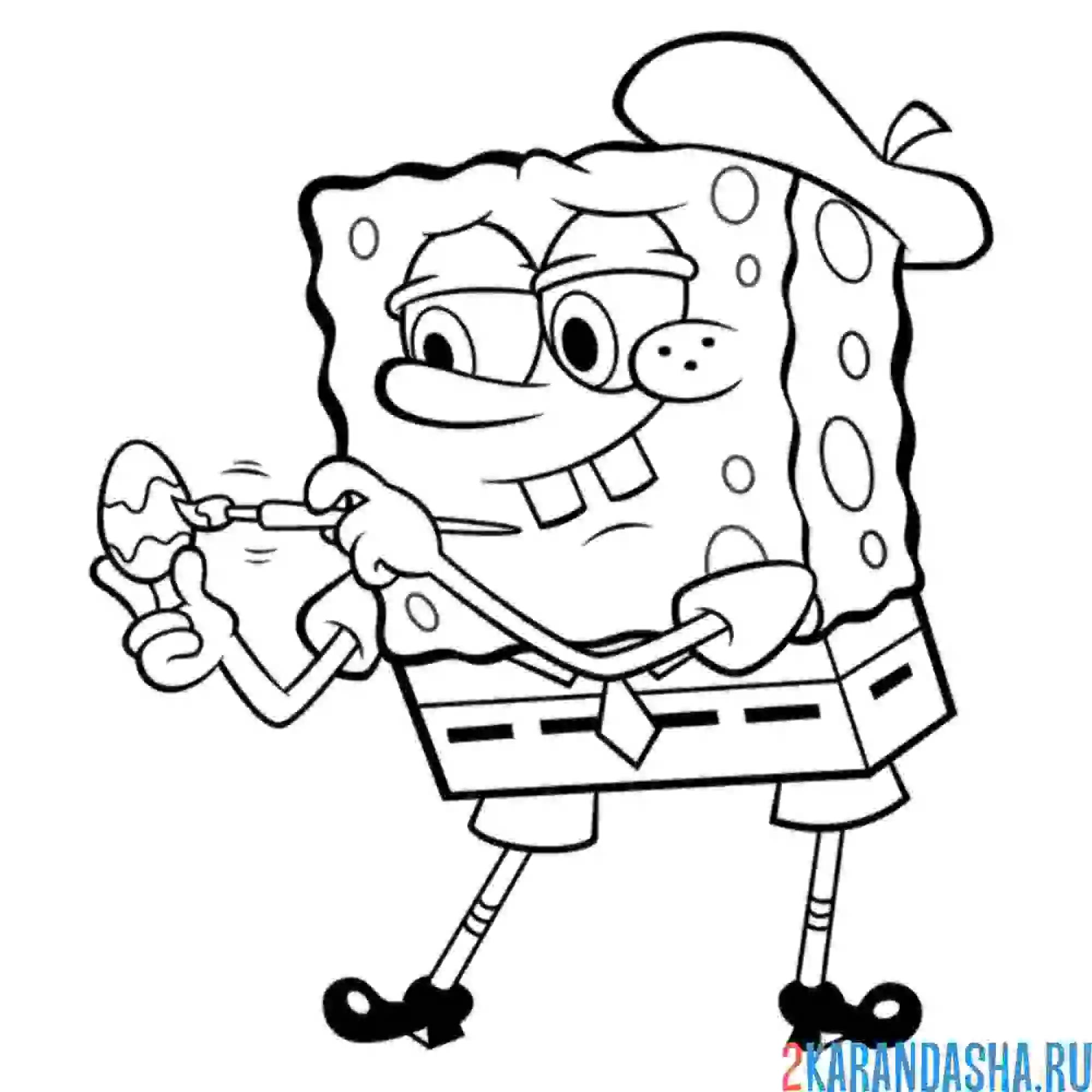 Раскраска губка боб раскрашивает яйцо