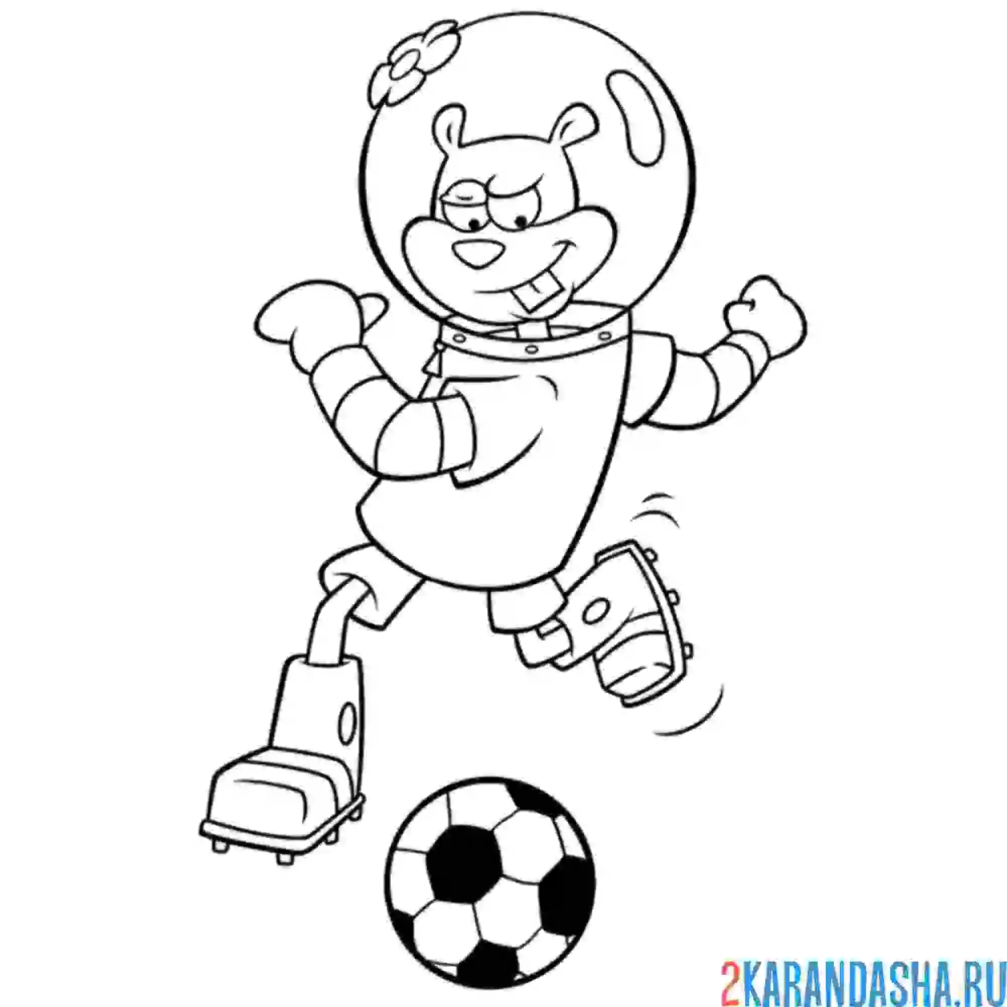 Раскраска сэнди играет в футбол