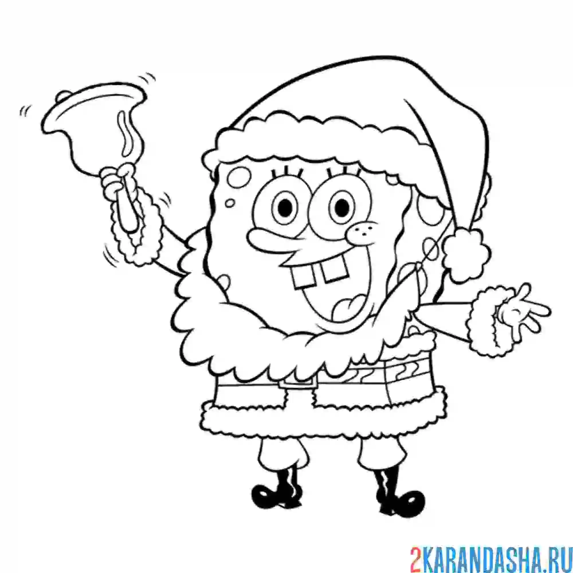 Раскраска губка боб санта клаус