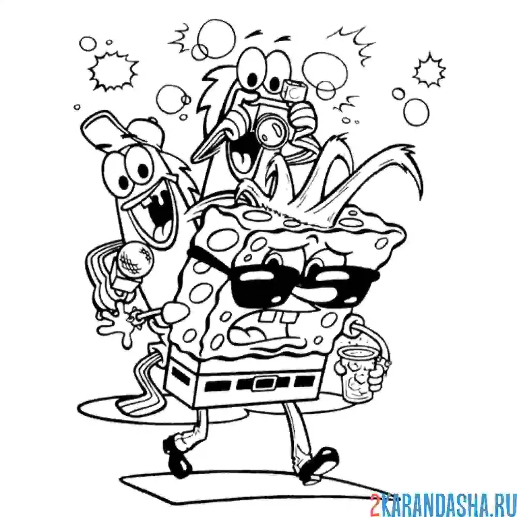 Раскраска губка боб и другие рыбы
