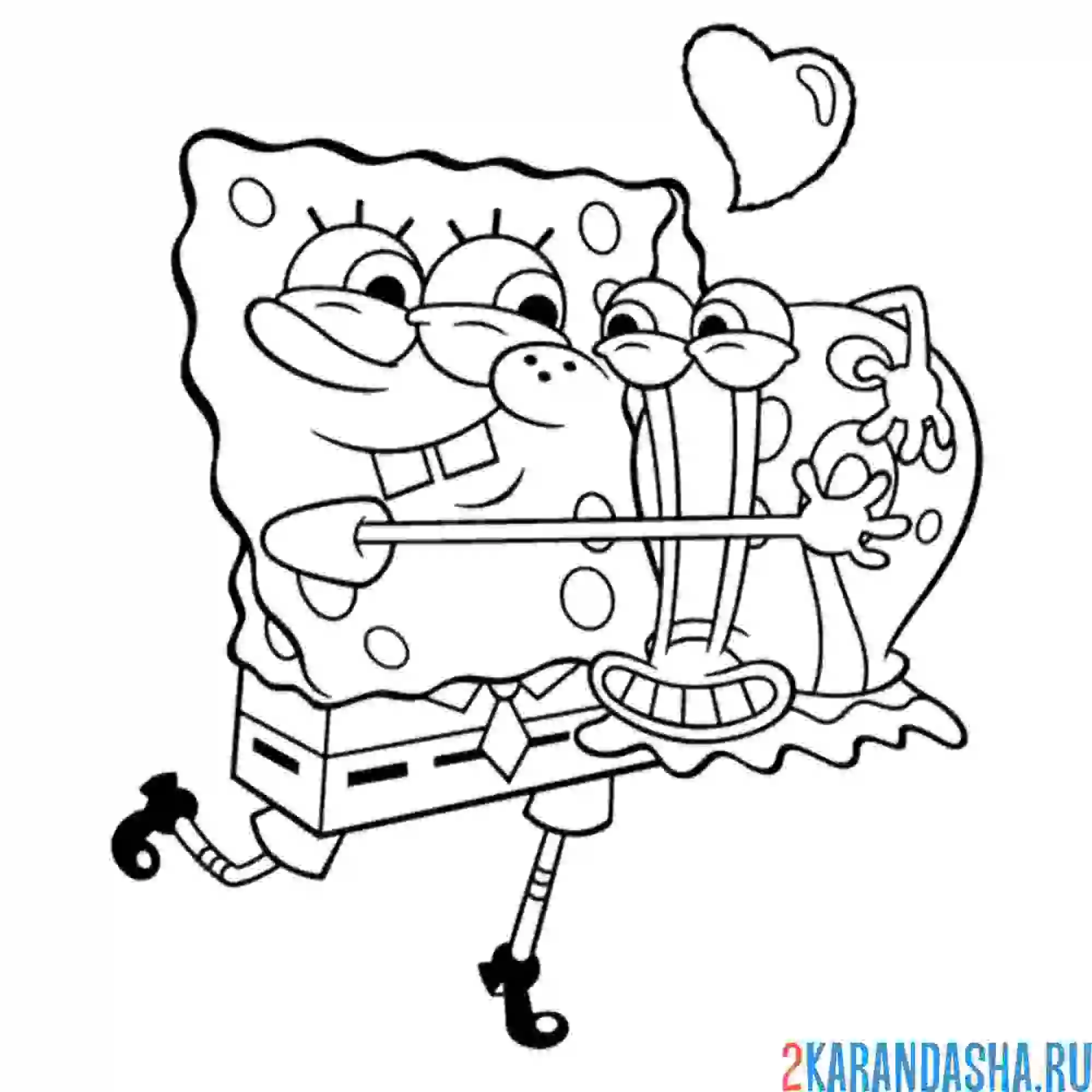 Раскраска губка боб любит улитку гэри