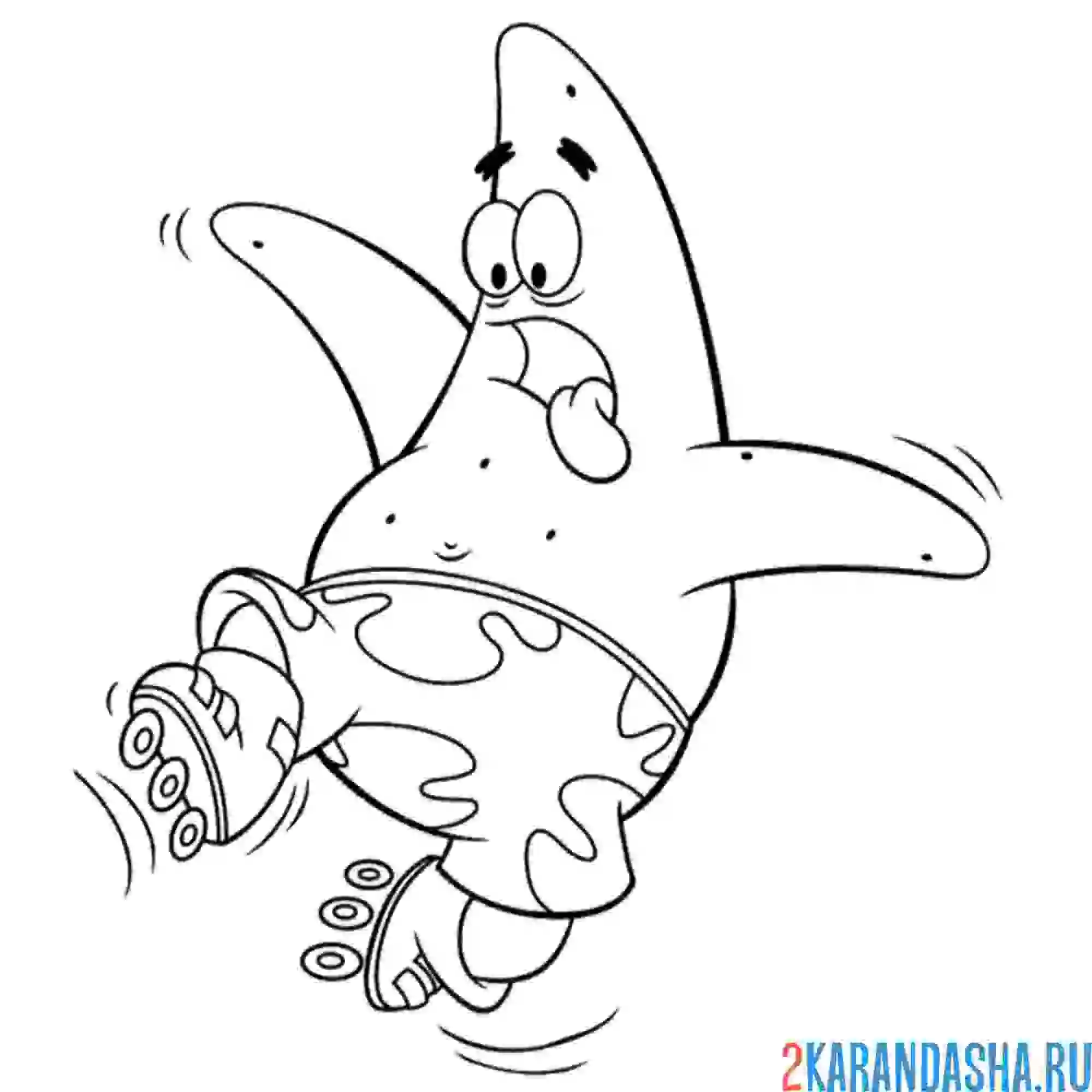 Раскраска патрик на роликовых коньках