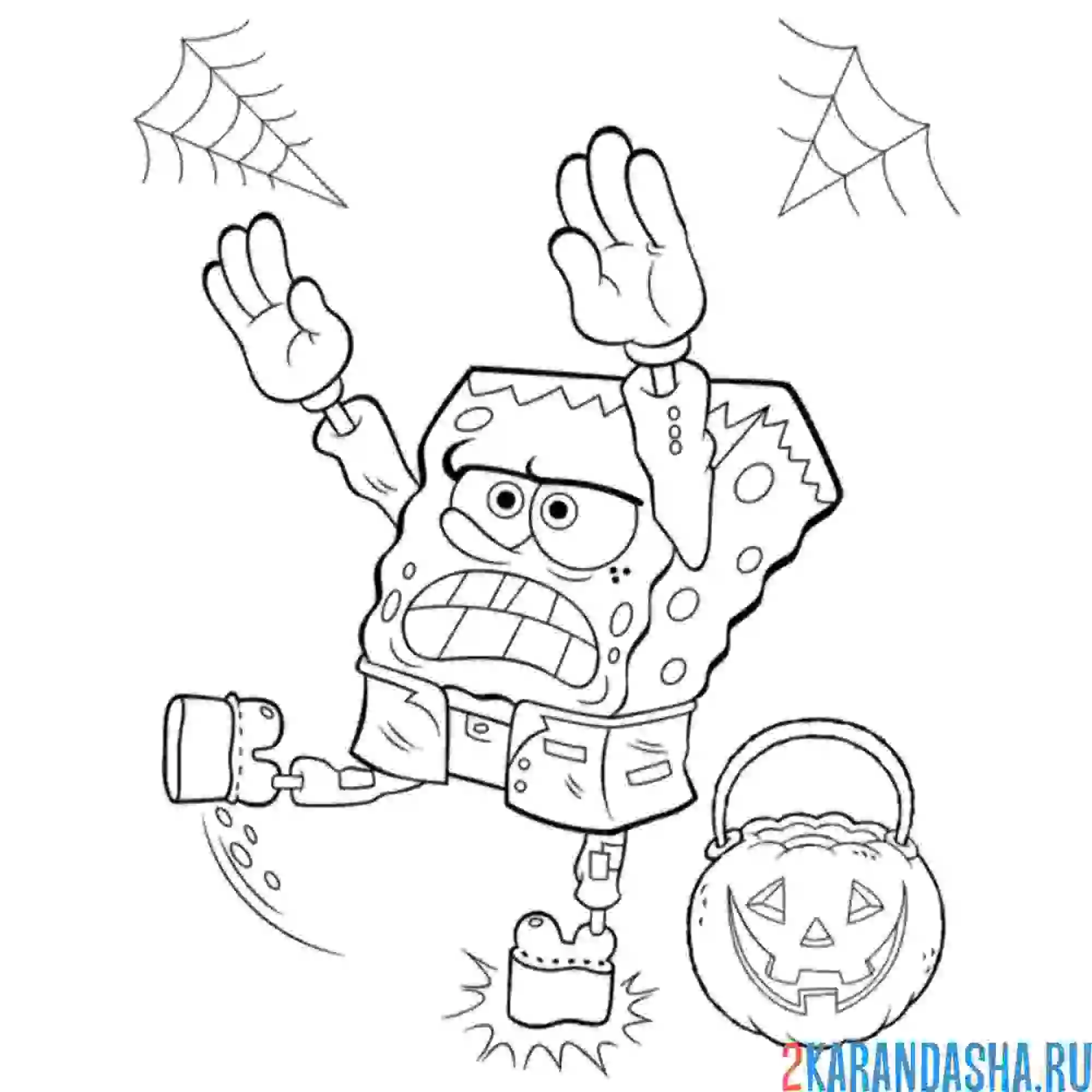Раскраска губка боб хэллоуин