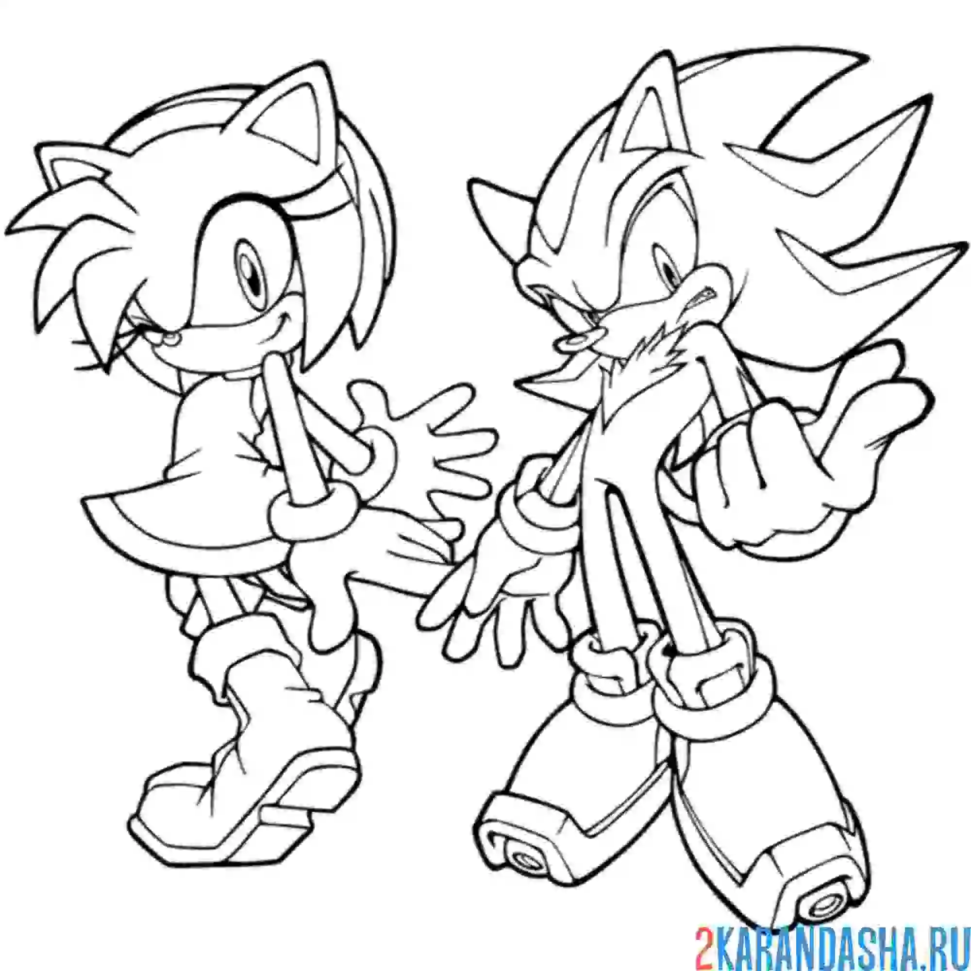 Раскраска соник и эми роуз