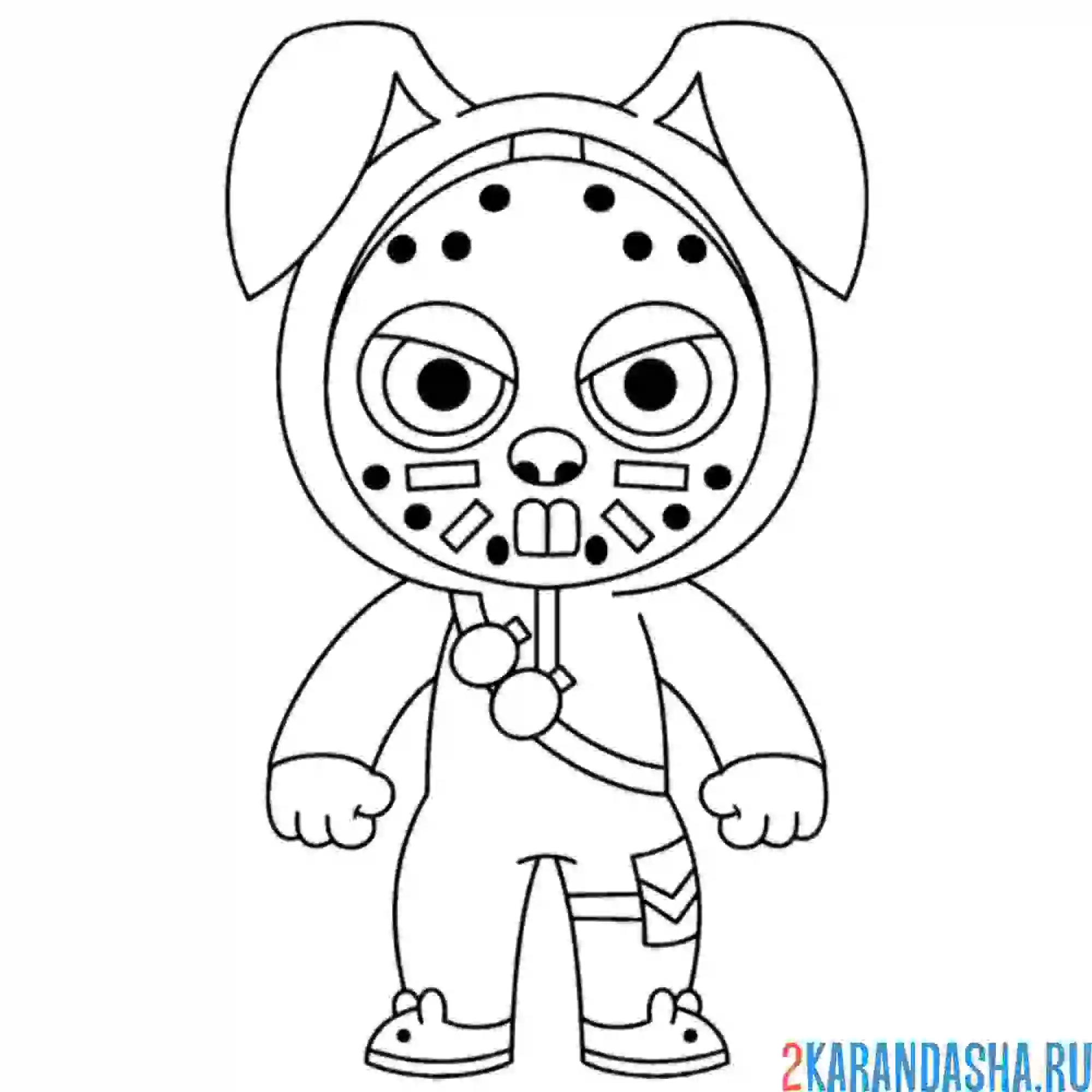 Раскраска кролик в маске