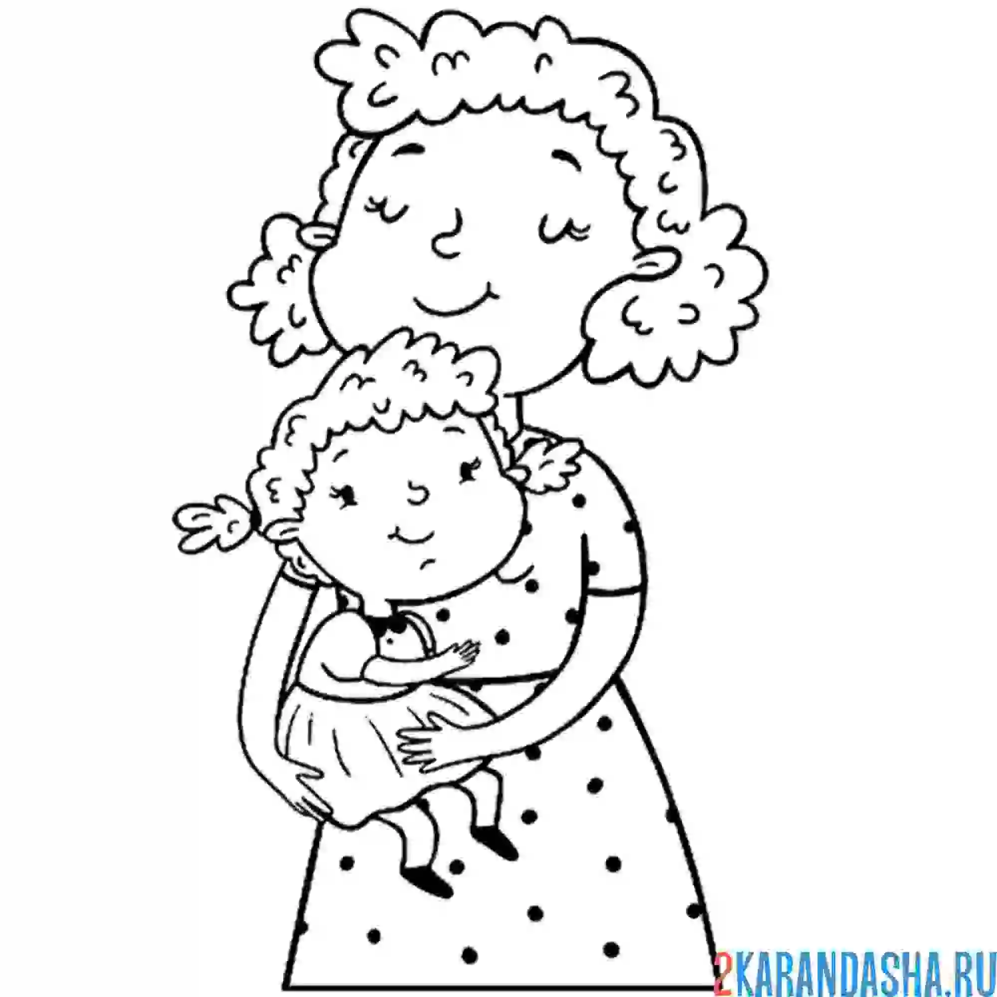 Раскраска мама с дочей