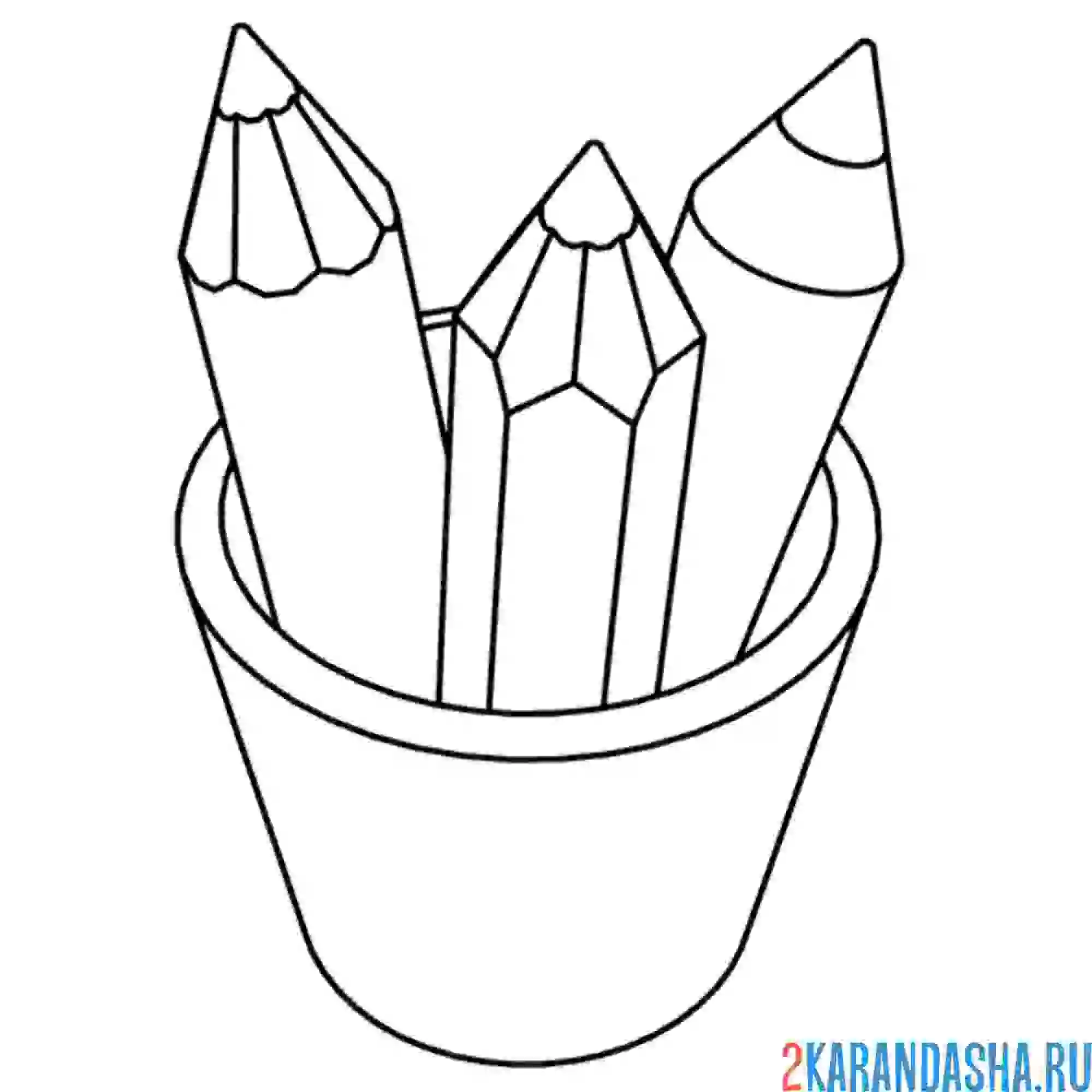 Раскраска карандаши в стакане