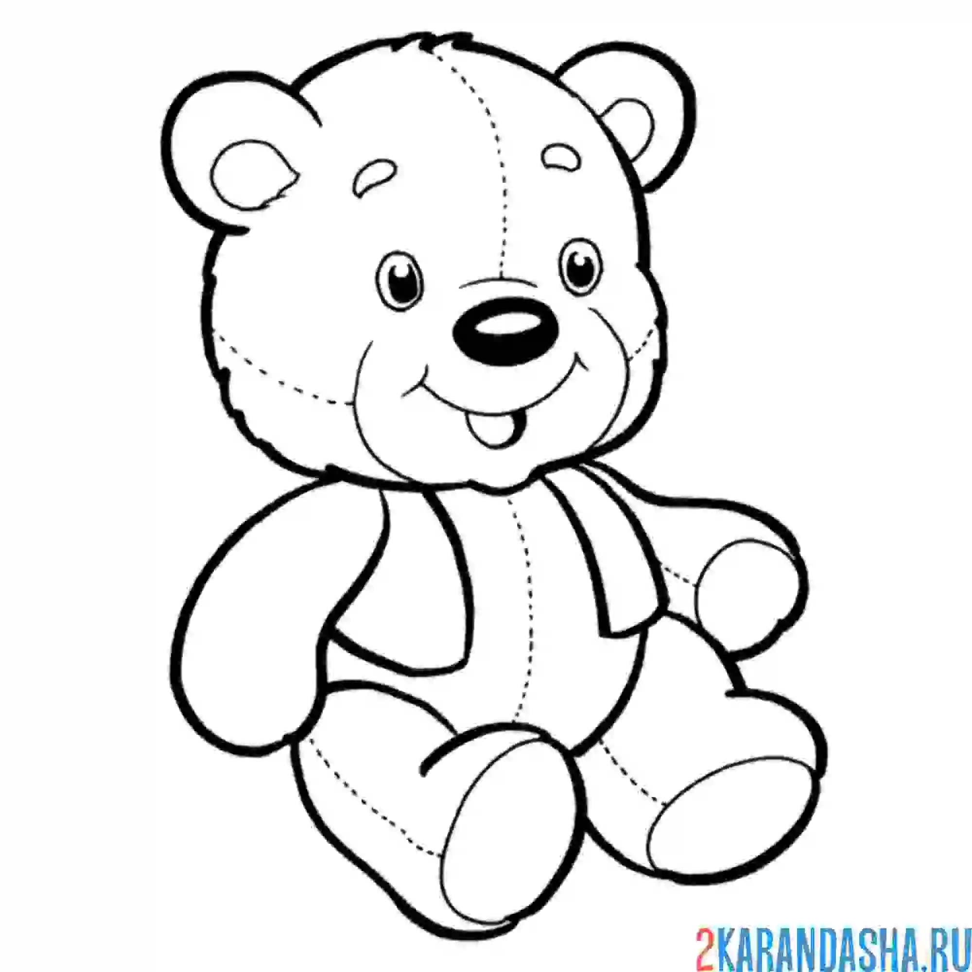 Раскраска медведь плюшевый