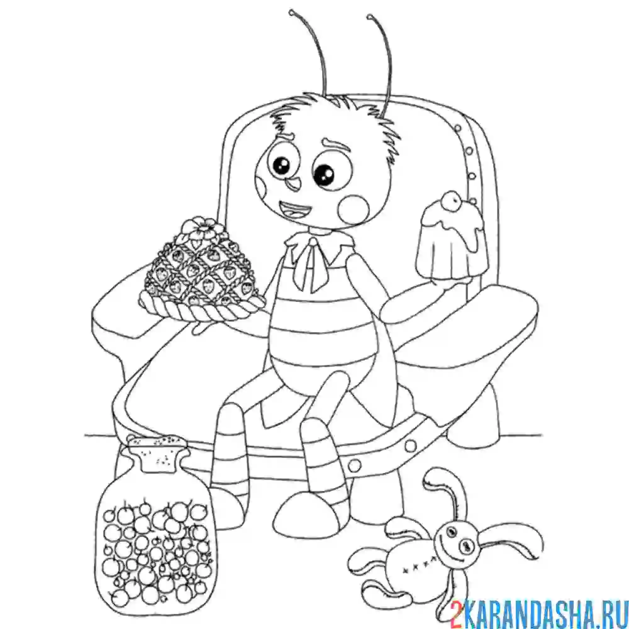 Раскраска пчеленок ест вкусняшки