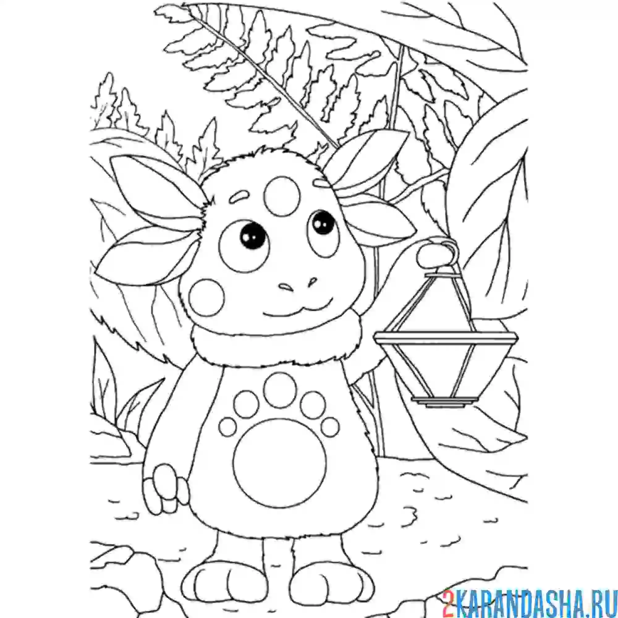 Раскраска в ночи лунтик