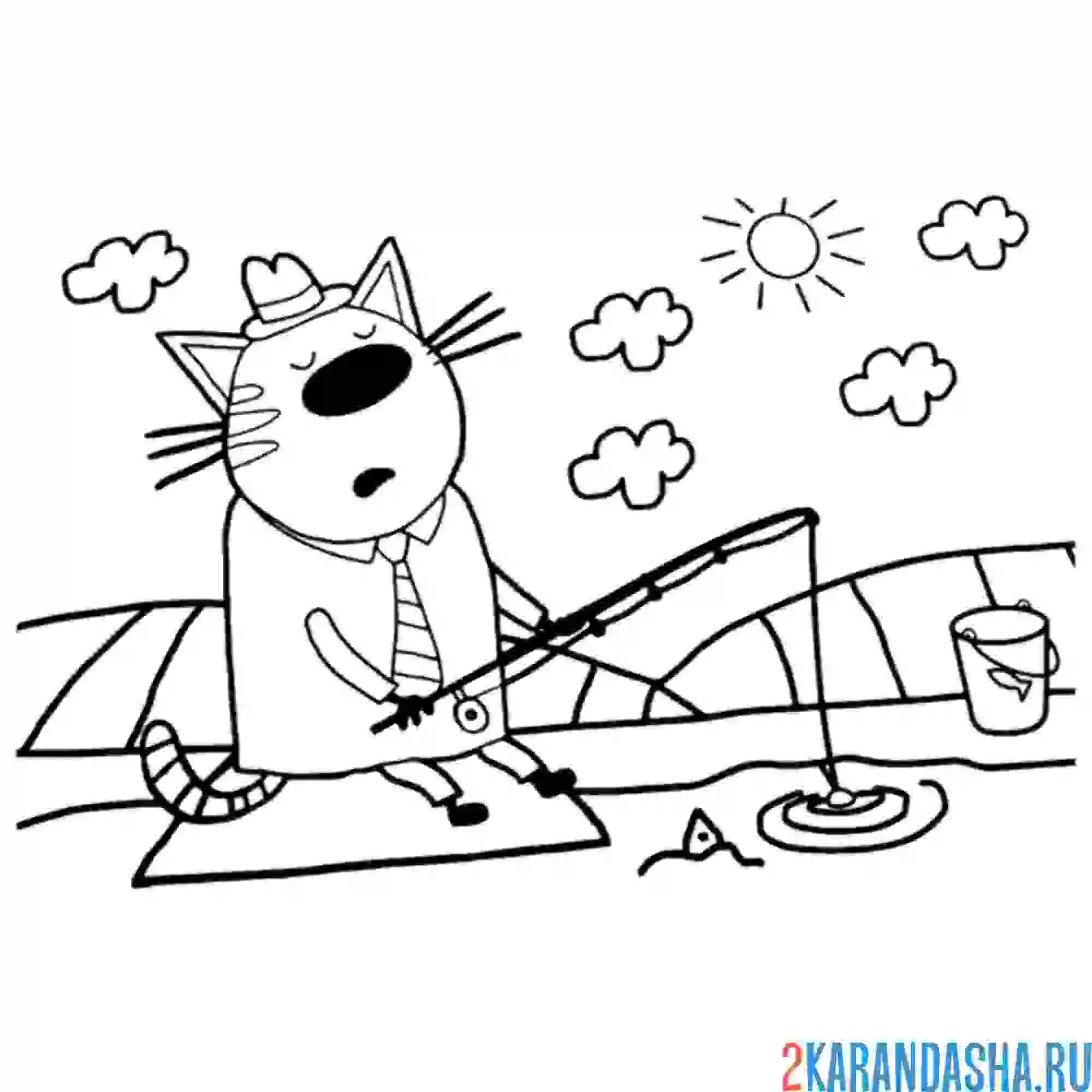 Раскраска папа рыбачит