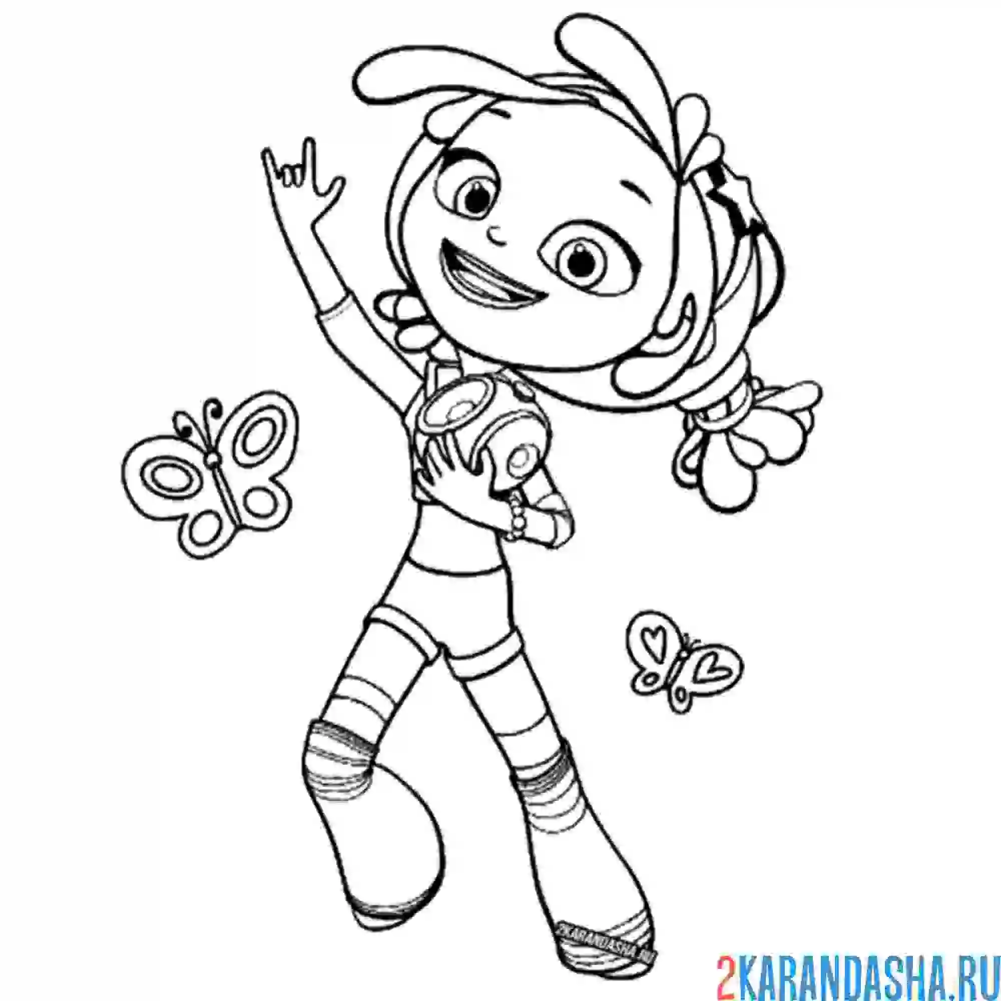 Раскраска снежка с бабочками