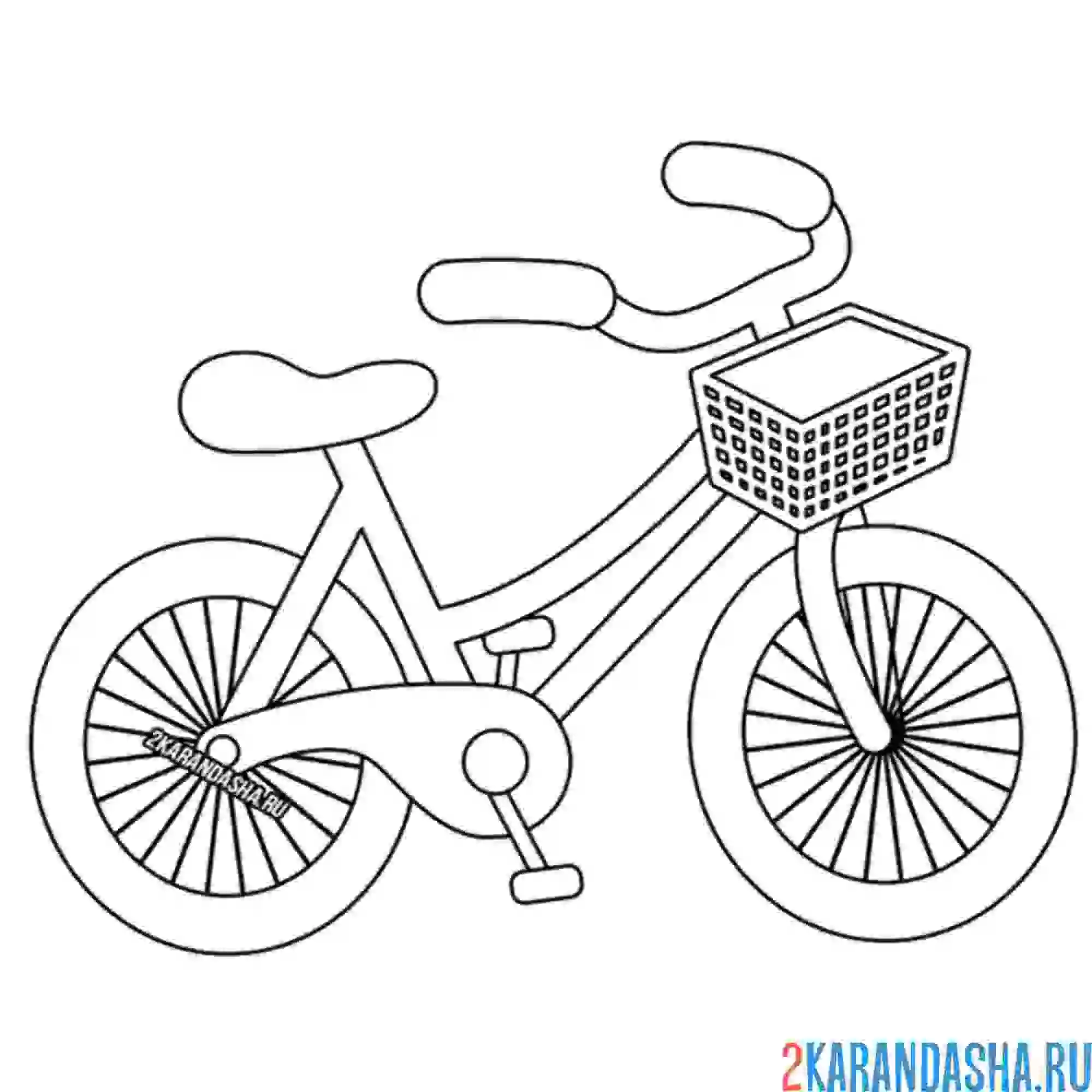 Раскраска велосипед детский с корзинкой