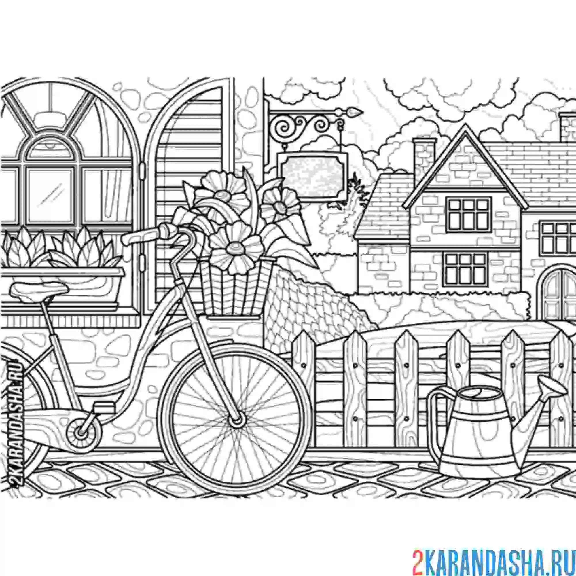 Раскраска велосипед в городе