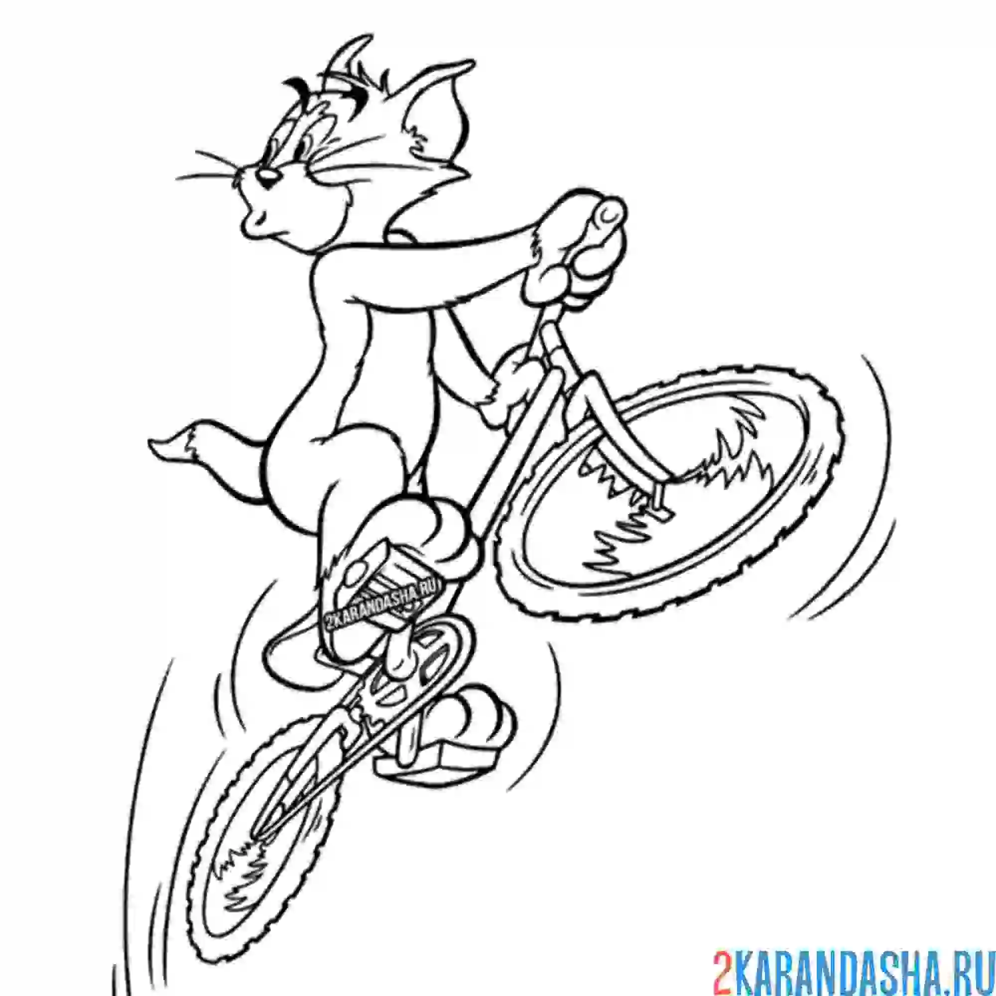 Раскраска том на велосипеде