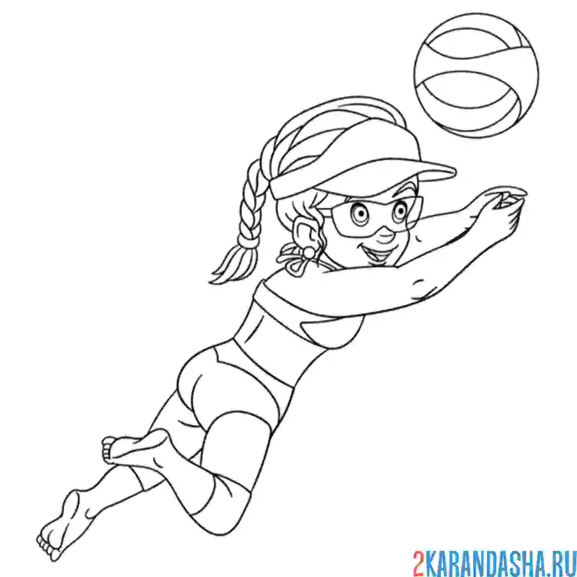Раскраска волейболистка с мячом