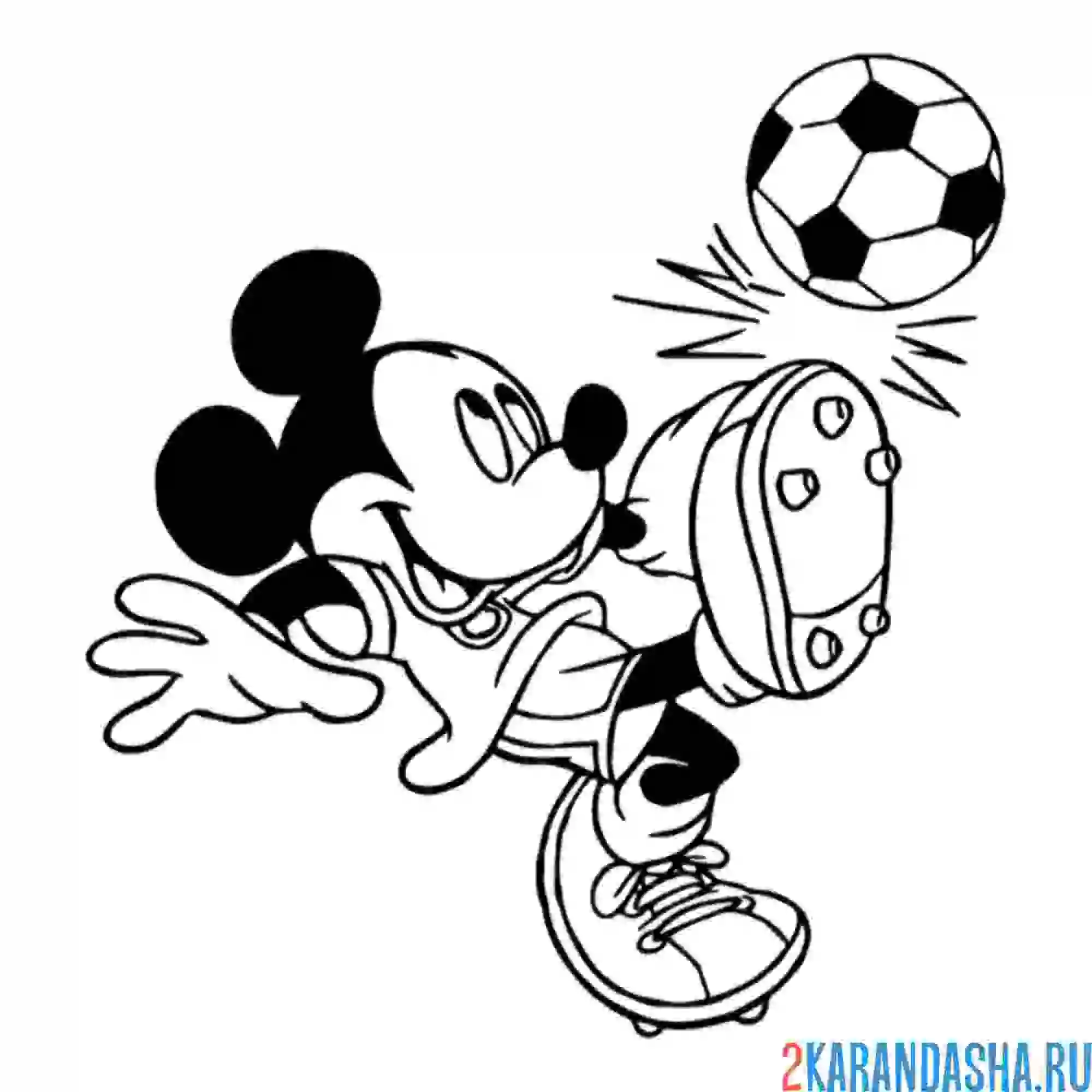 Раскраска микки и мяч