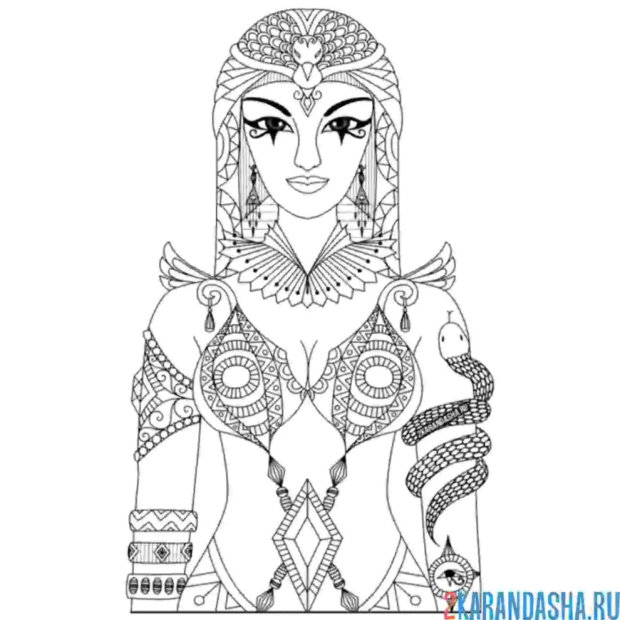 Раскраска египетская девушка