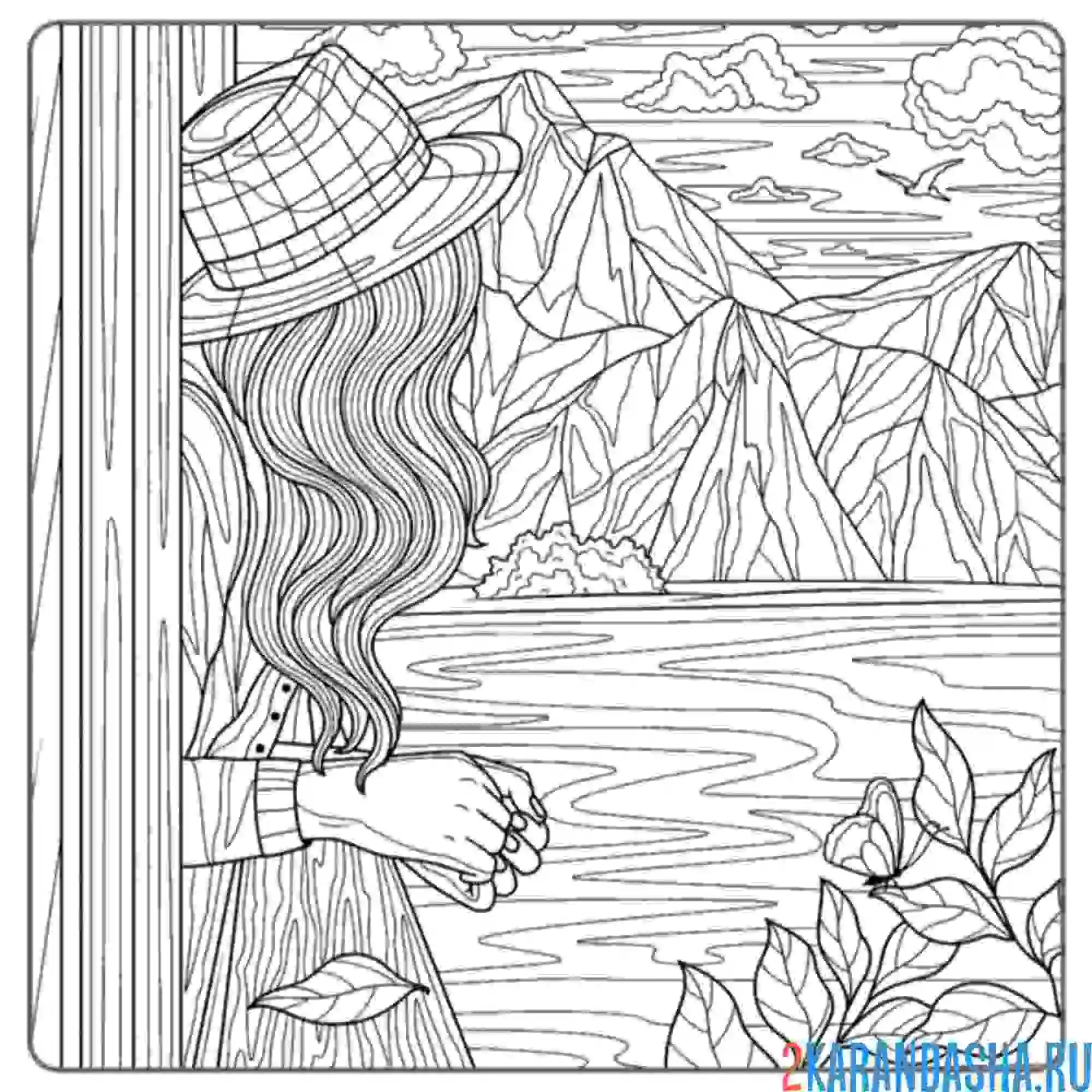 Раскраска девушка турист