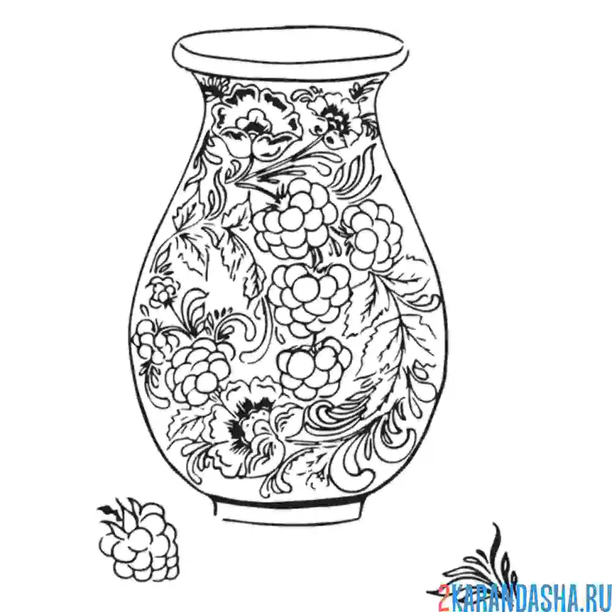 Раскраска ваза расписная