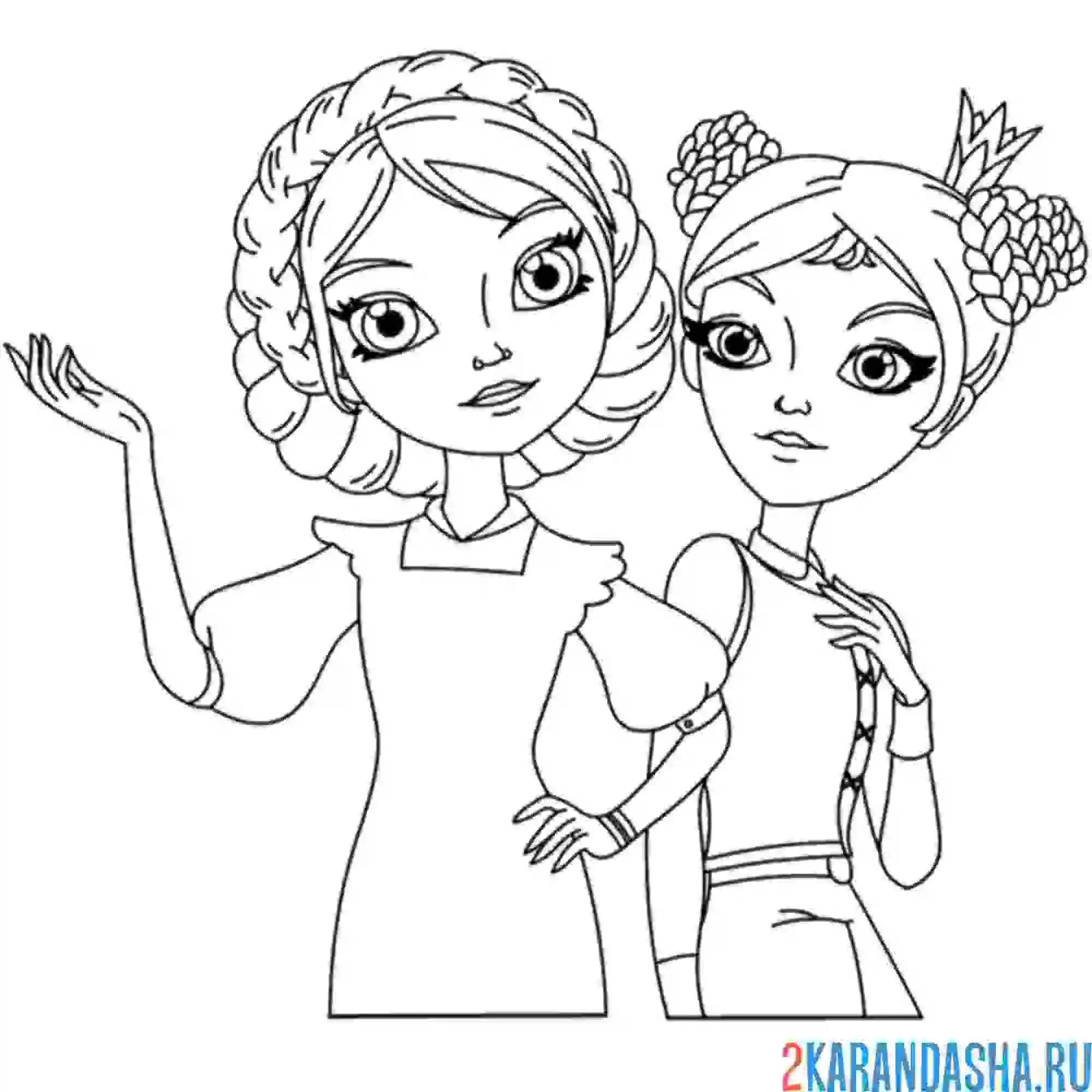 Раскраска царевна василиса и царевна несмеяна