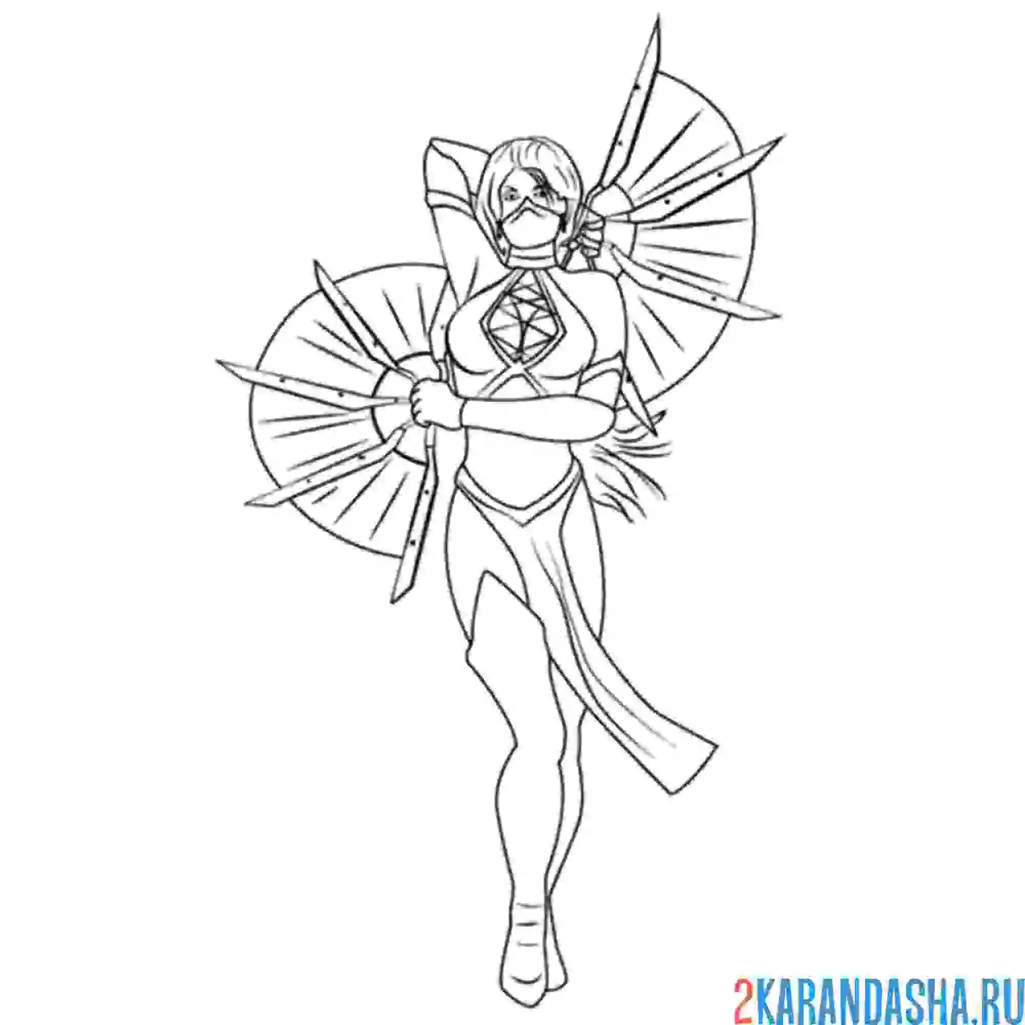 Раскраска китана мортал комбат