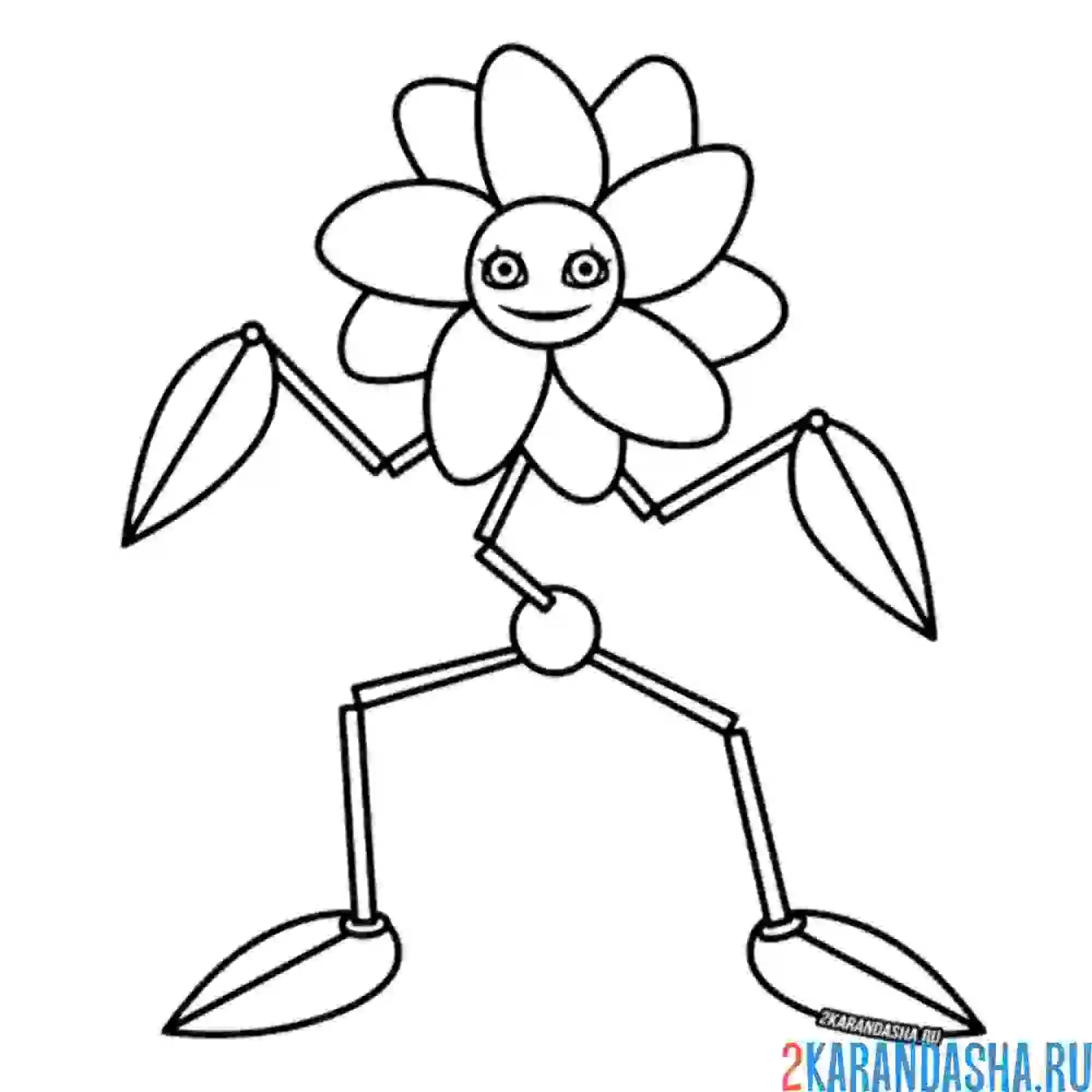 Раскраска дэйзи цветок поппи плейтайм хагги вагги
