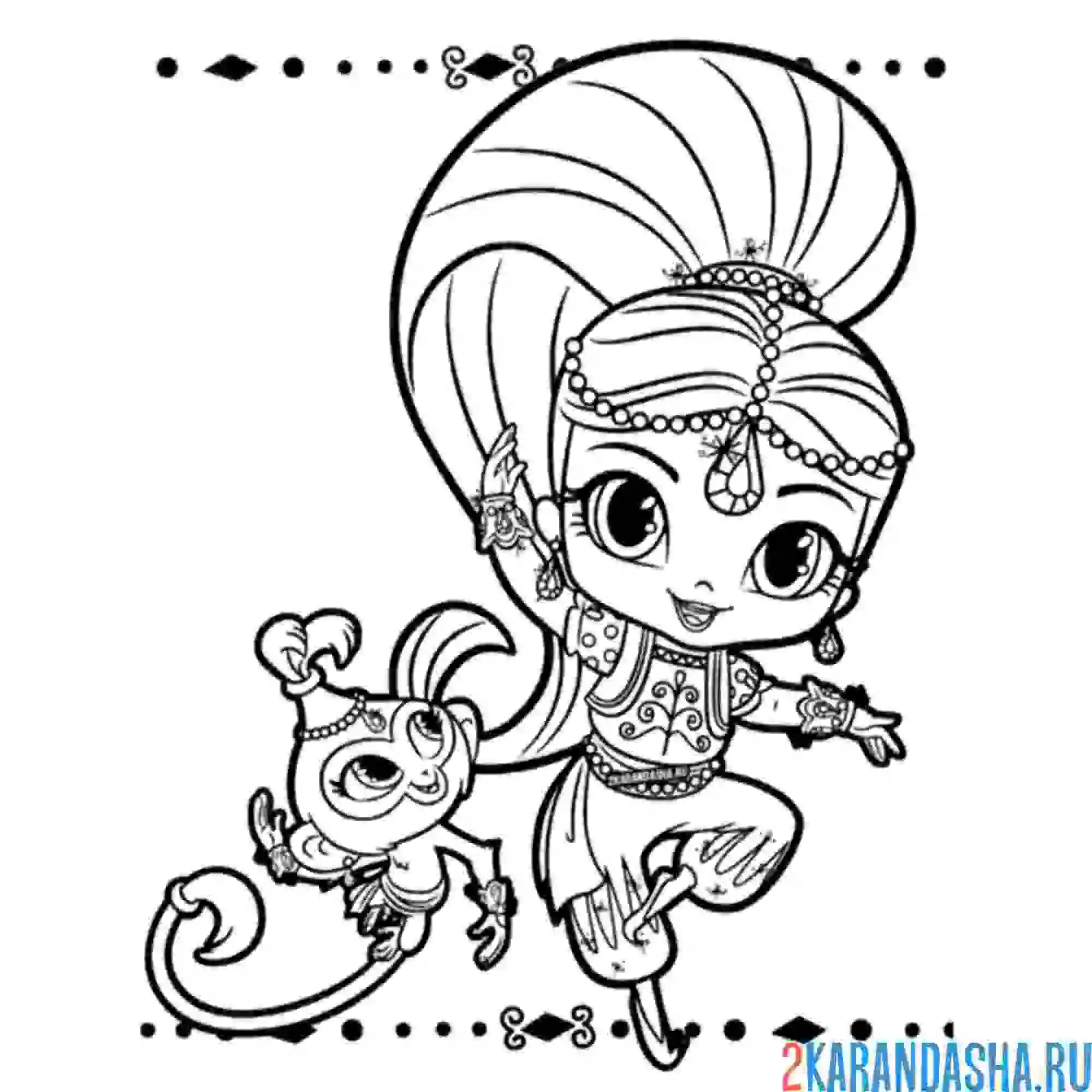 Раскраска шиммер с обезьянкой