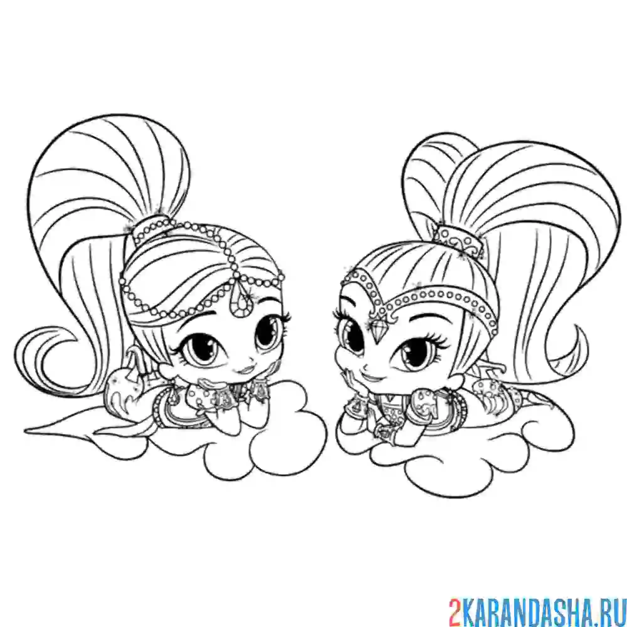 Раскраска шиммер и шайн отдыхают