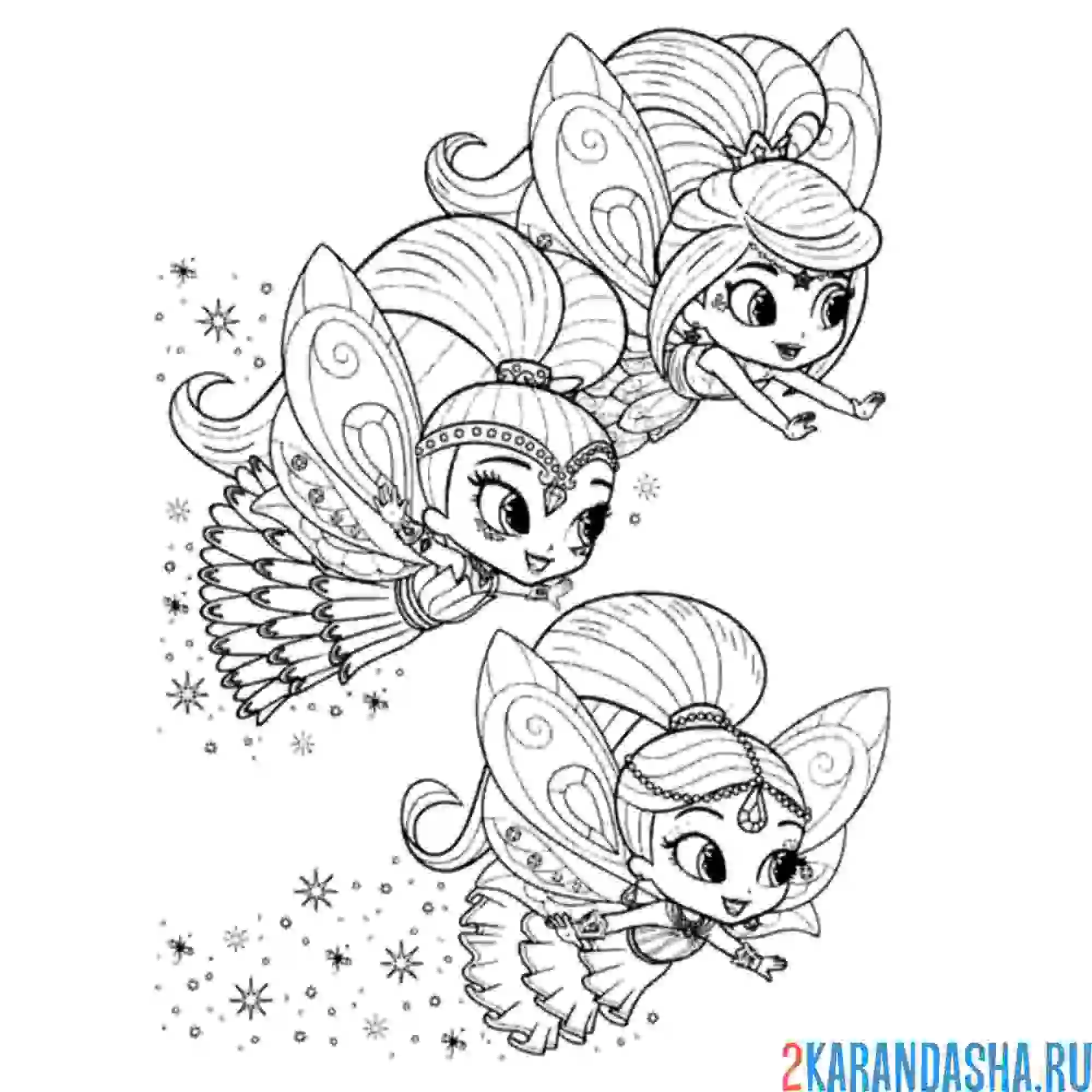 Раскраска шиммер и шайн феи