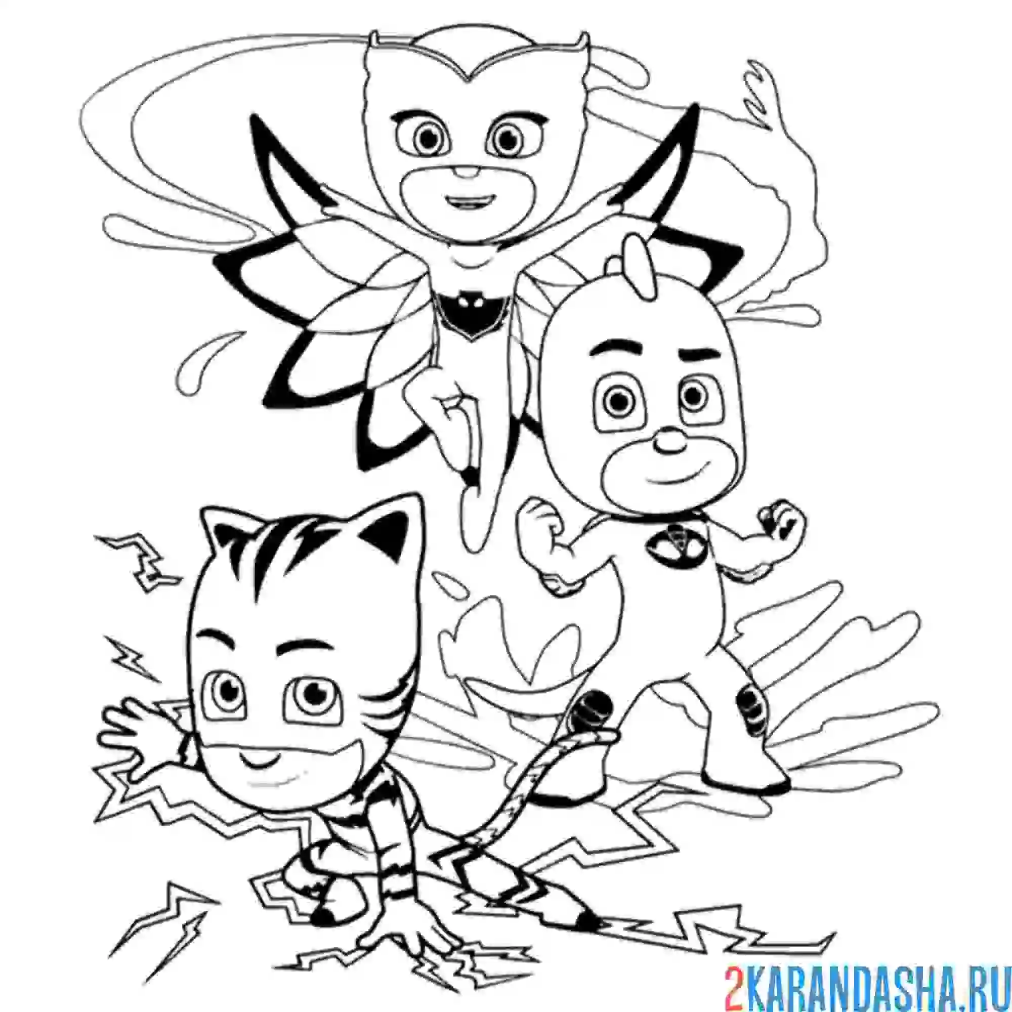 Раскраска алетт, гекко и  кэтбой