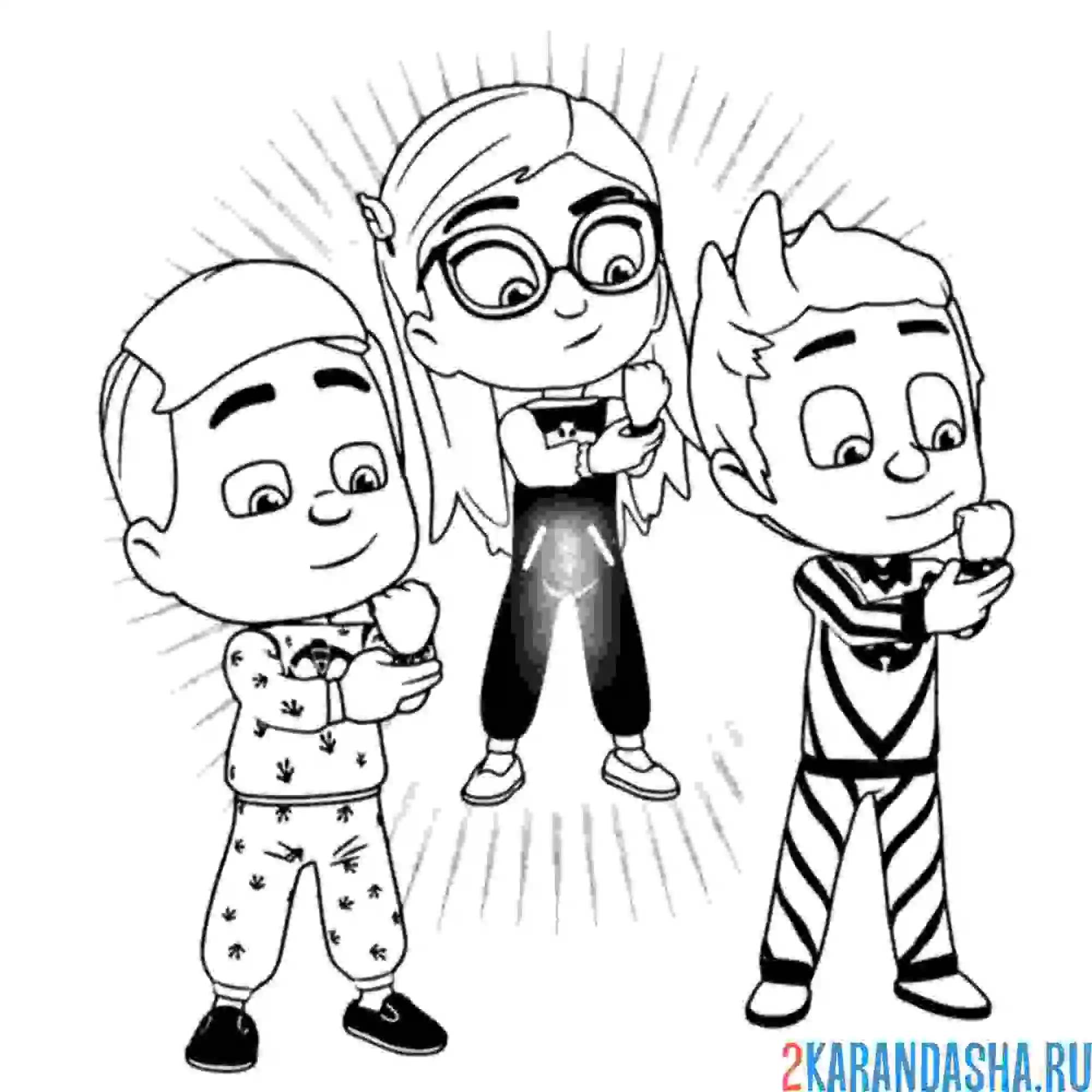 Раскраска коннор, грег и амайя