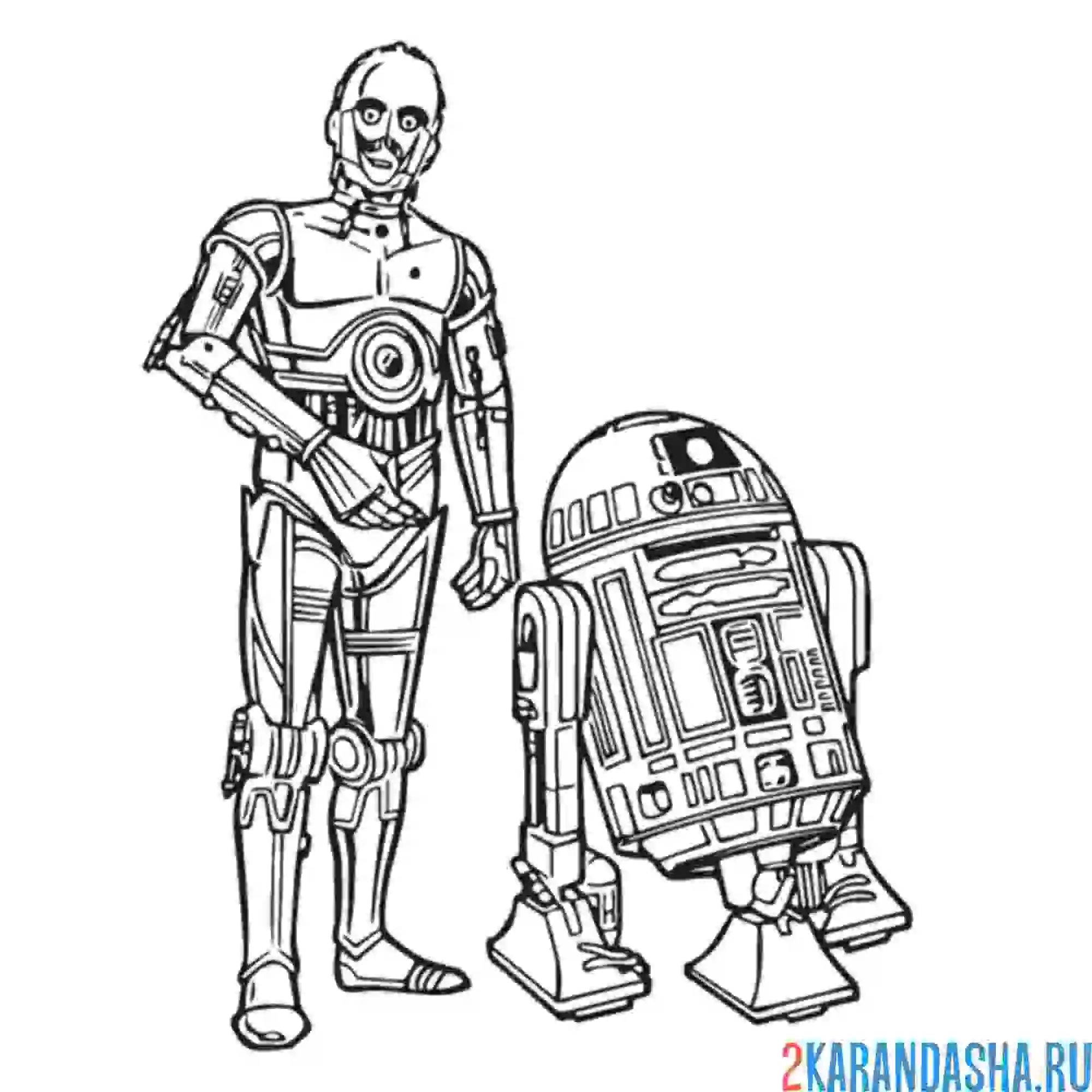 Раскраска с-3po и r2-d2