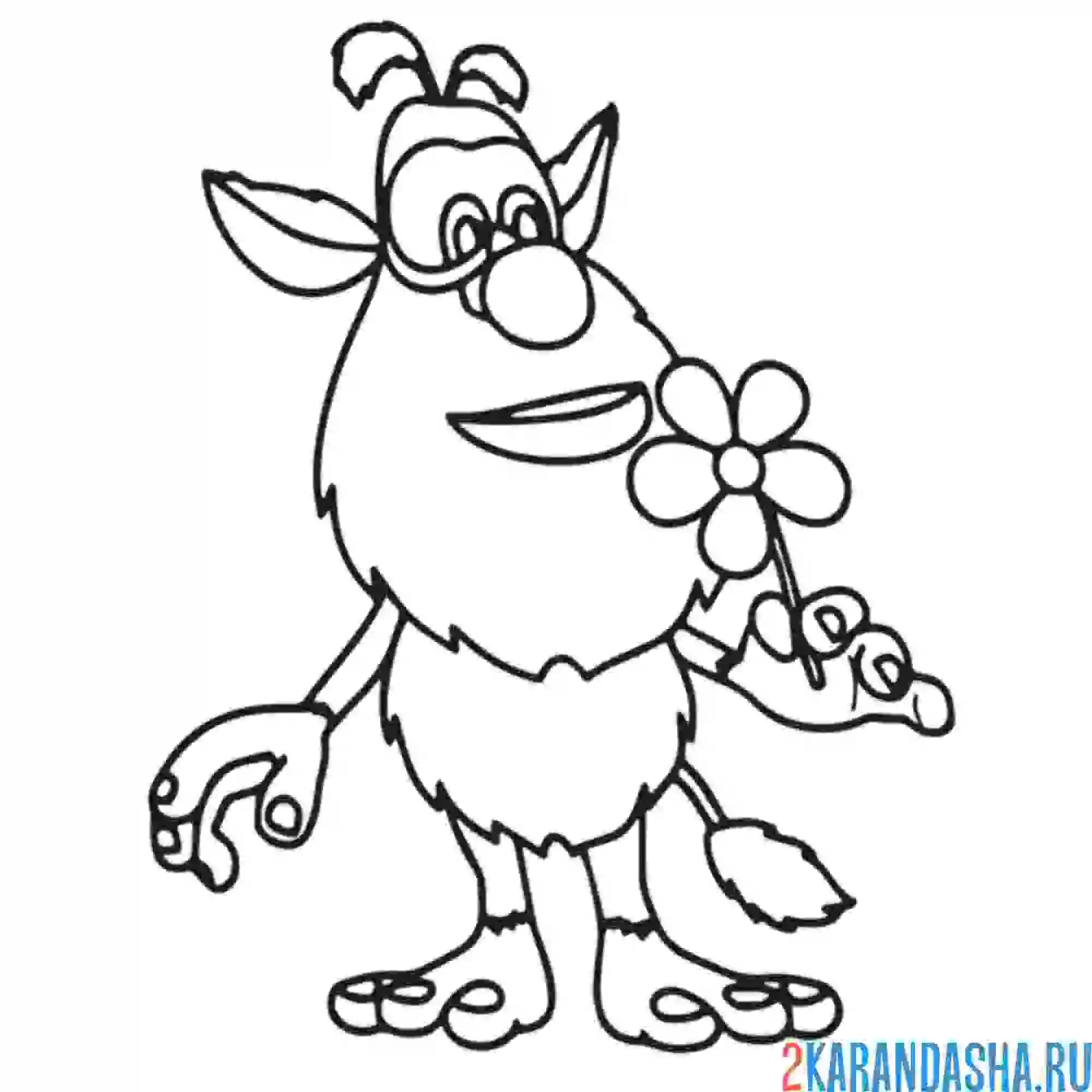 Раскраска буба нюхает ромашку