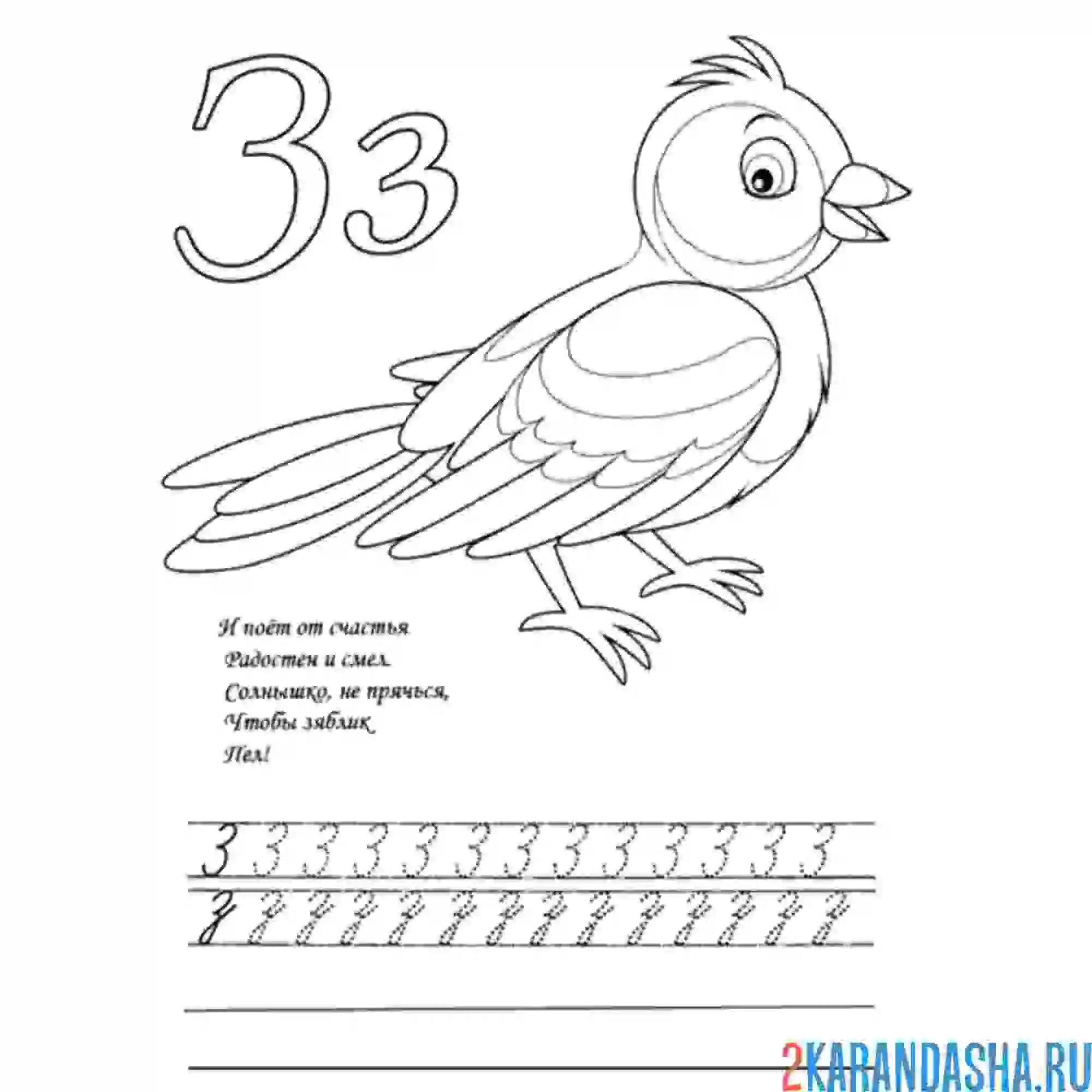 Раскраска стих и пропись буква з