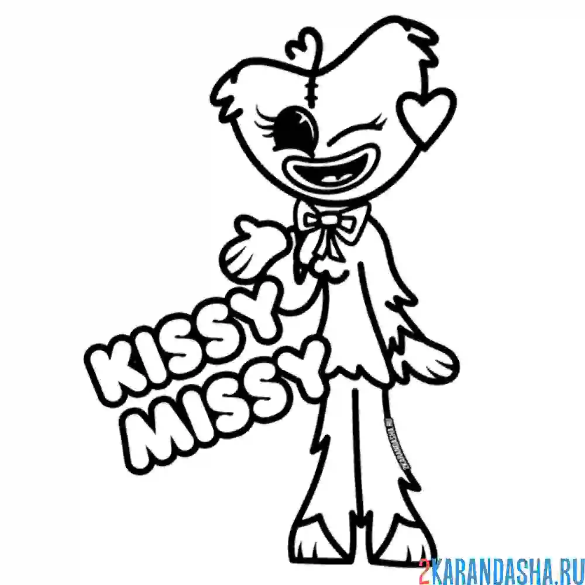 Раскраска кисси мисси подмигивает