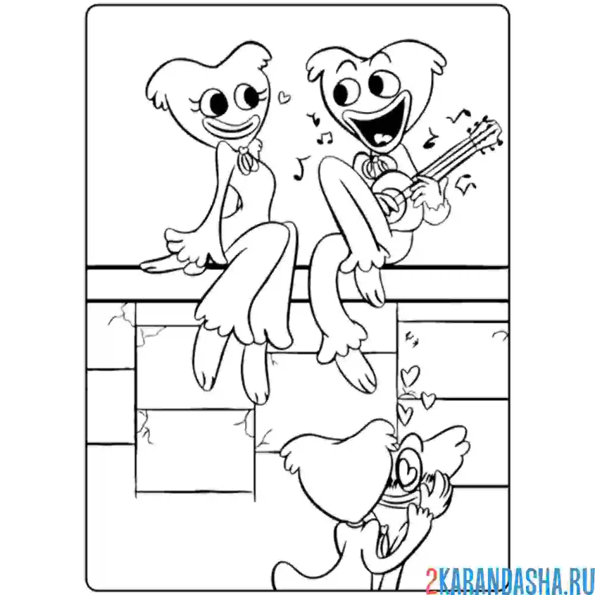 Раскраска кисси мисси и хагги вагги вместе романтик