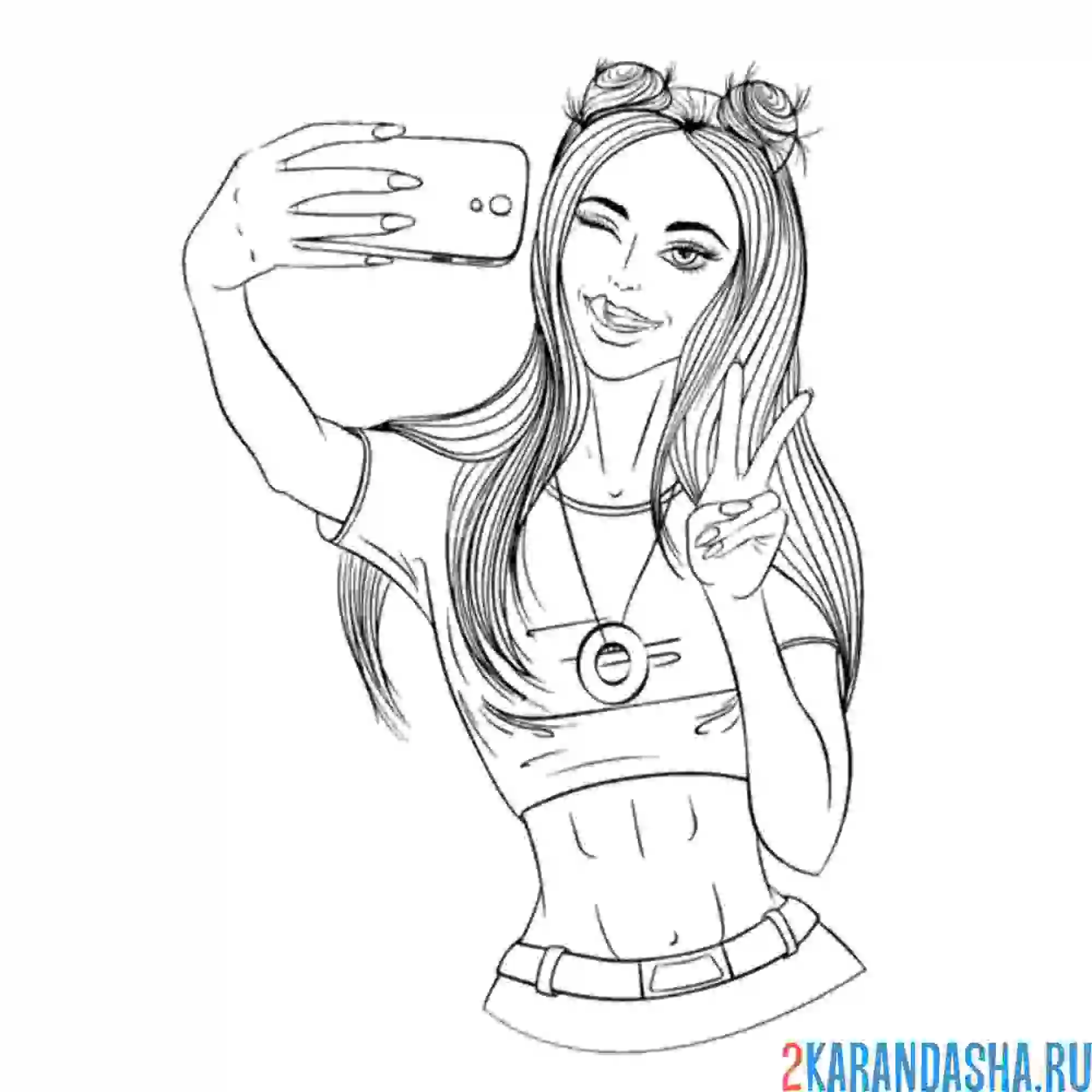 Раскраска селфи девушка айфон